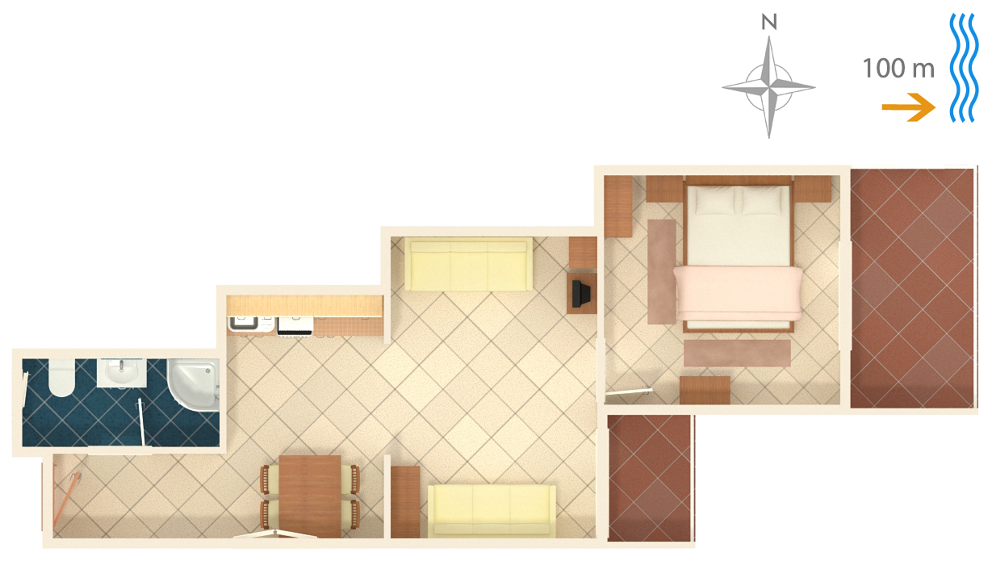 One bedroom apartment with terrace and sea view Podgora, Makarska  A-b
