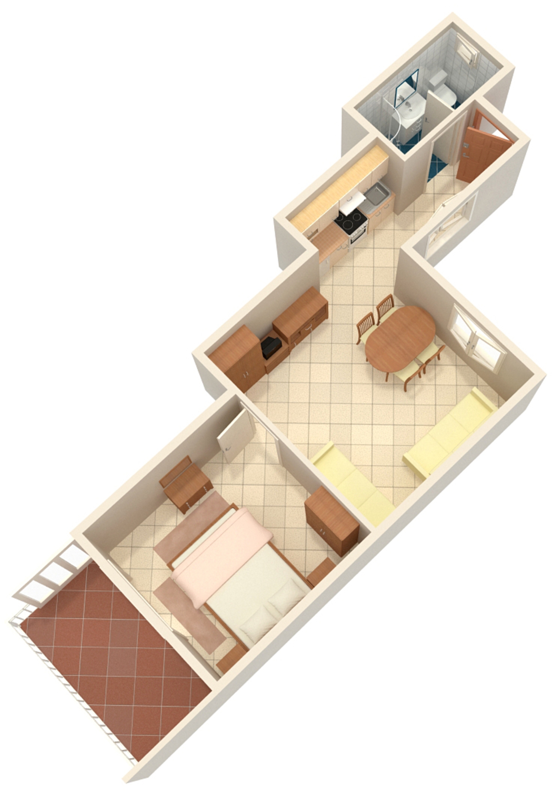 One bedroom apartment with terrace and sea view Podgora, Makarska  A-c