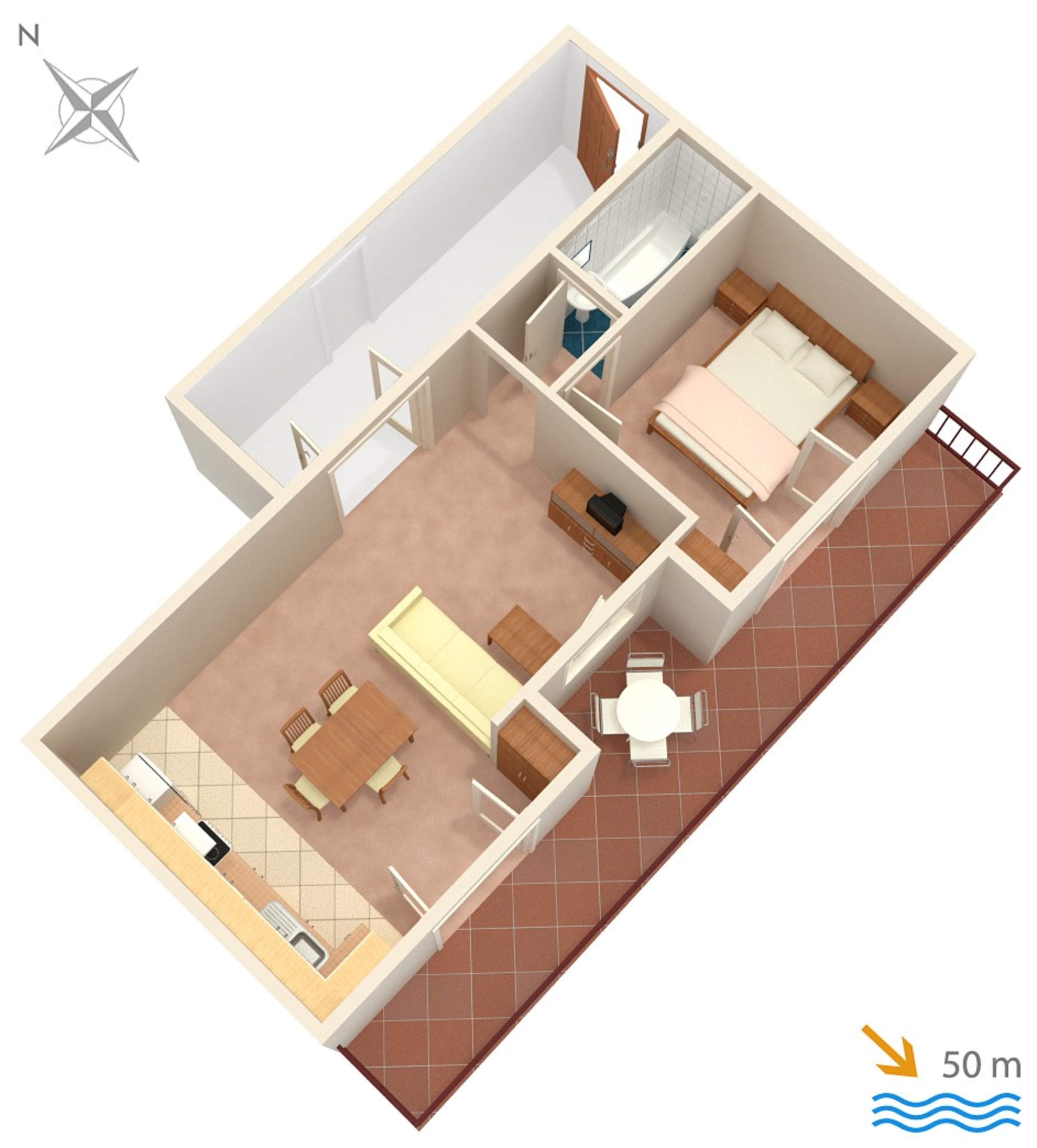 One bedroom apartment near beach Živogošće - Mala Duba, Makarska  A-a