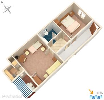 Plan Živogošće - Mala Duba, Plan in the apartment, WIFI.