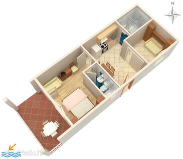 Plan Podgora, Plan in the apartment, dopusteni kucni ljubimci i WIFI.