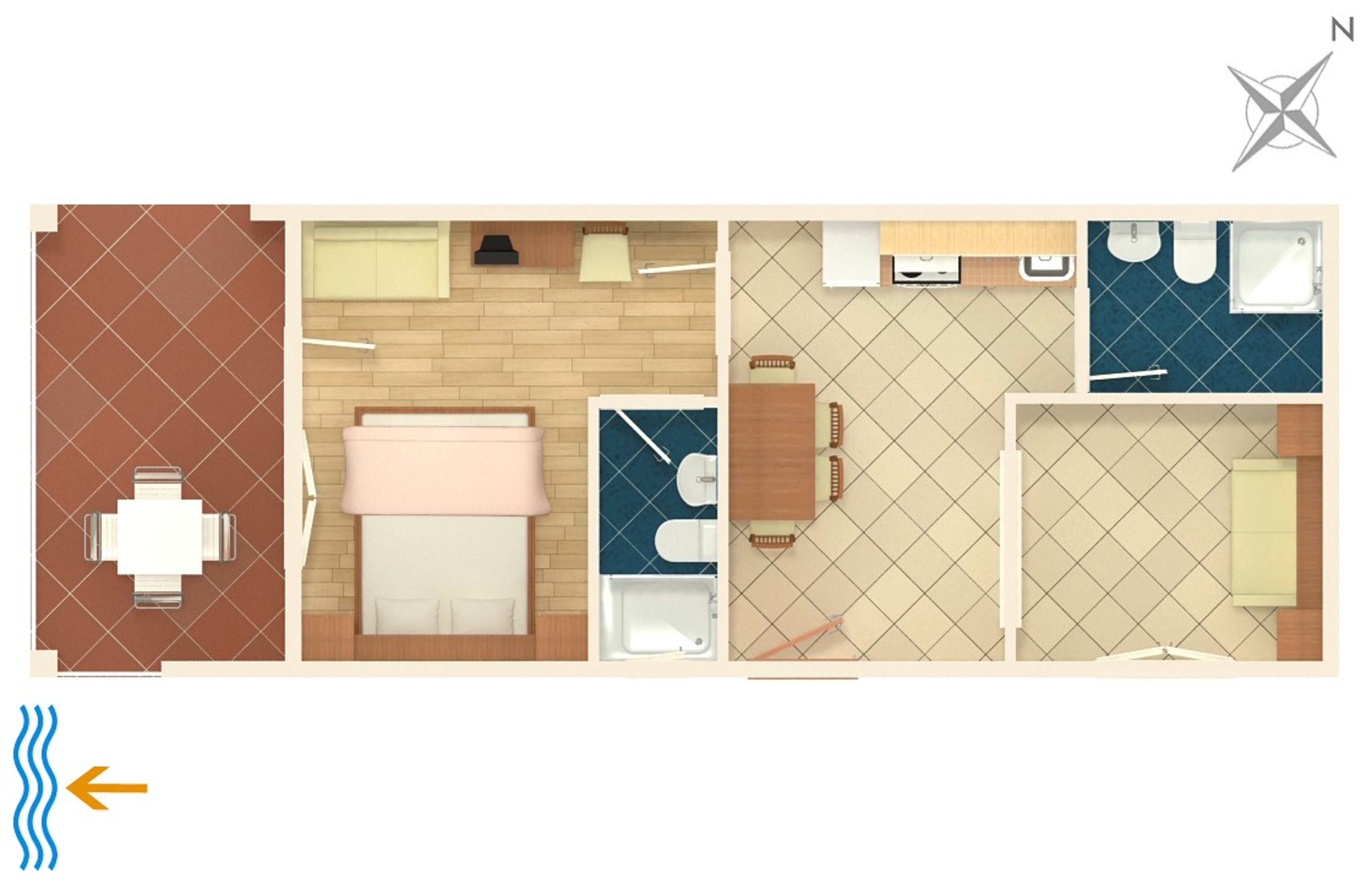 One bedroom apartment with terrace Podgora, Makarska  A-a
