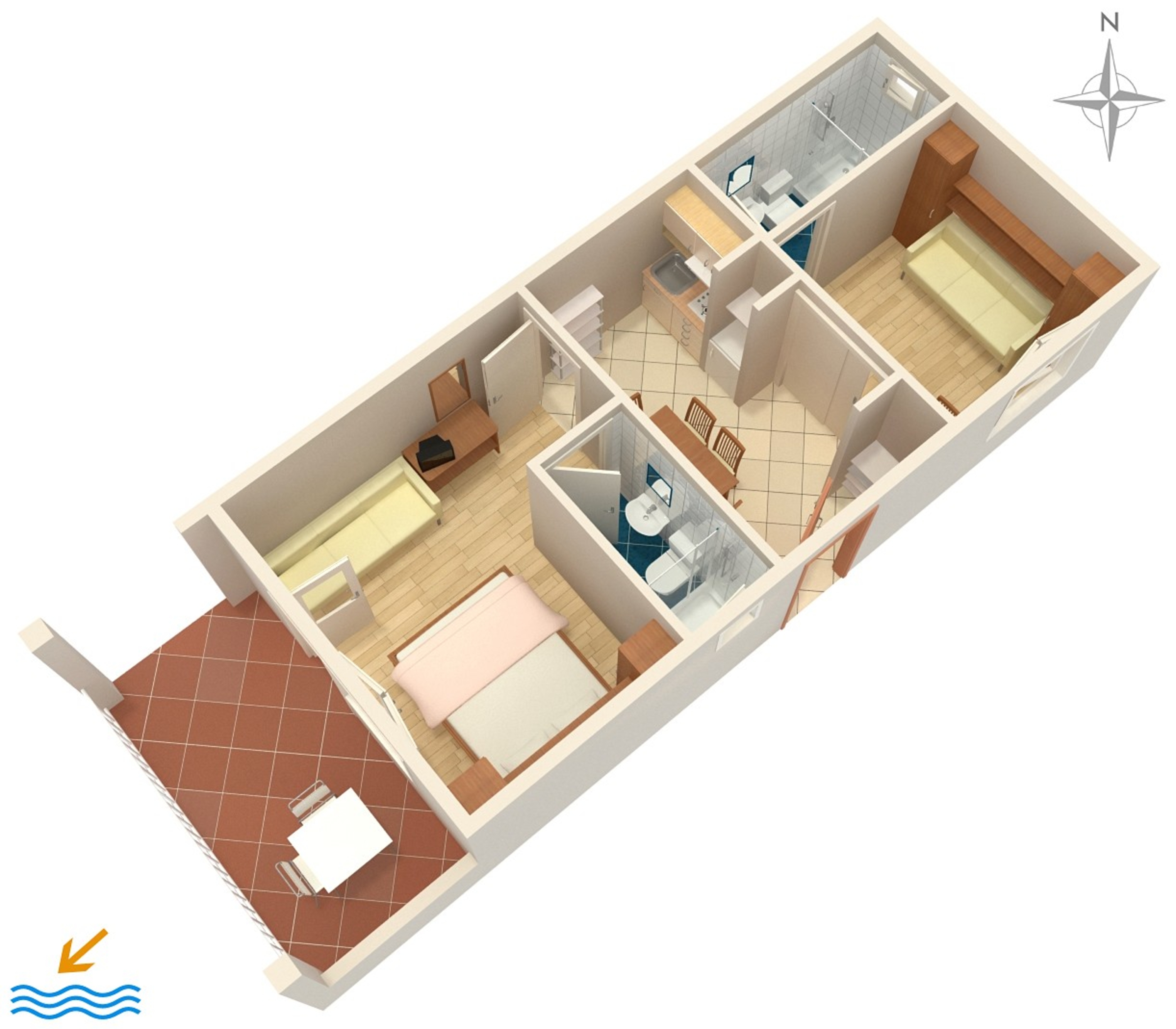 One bedroom apartment with terrace and sea view Podgora, Makarska  A-b