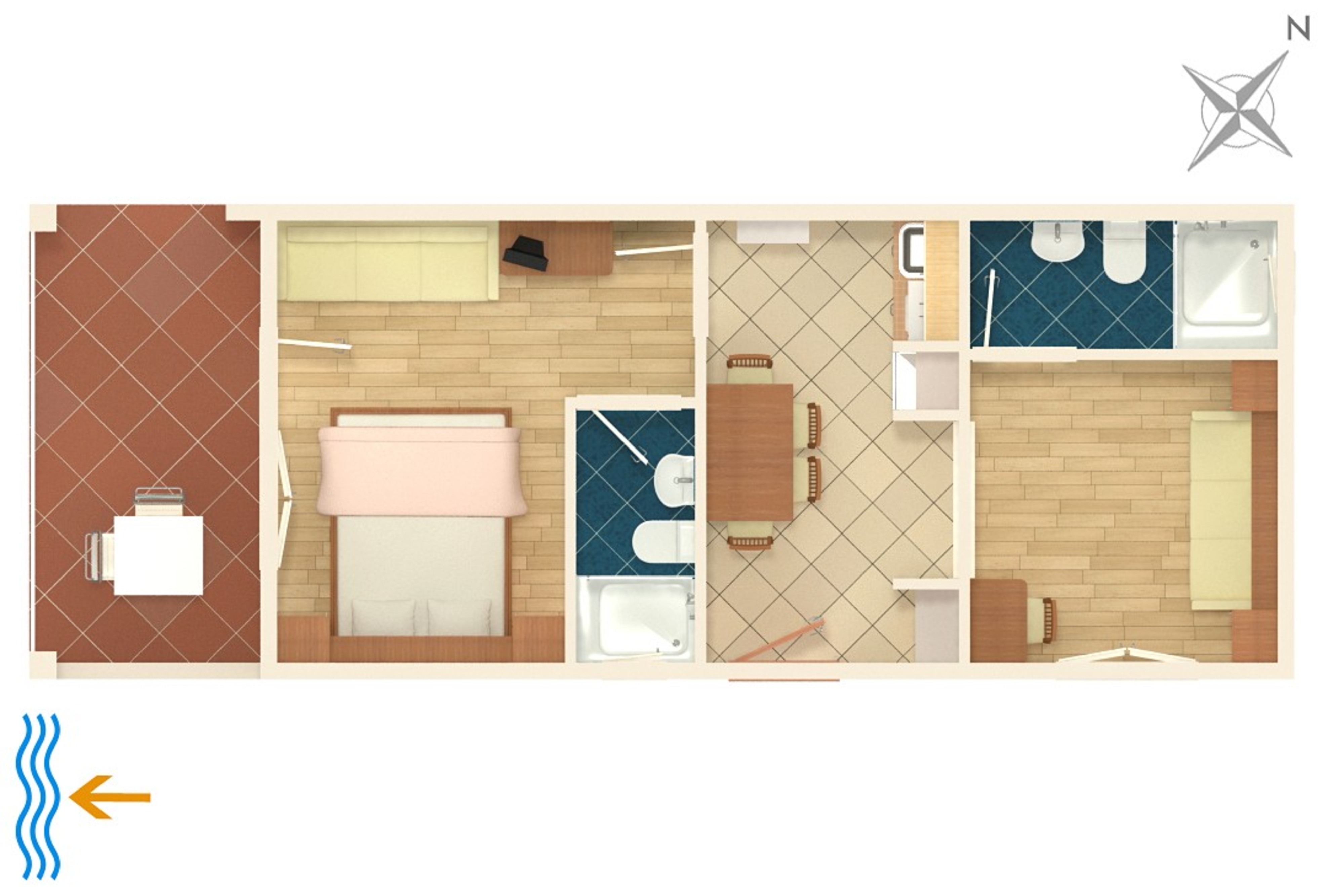 One bedroom apartment with terrace and sea view Podgora, Makarska  A-b