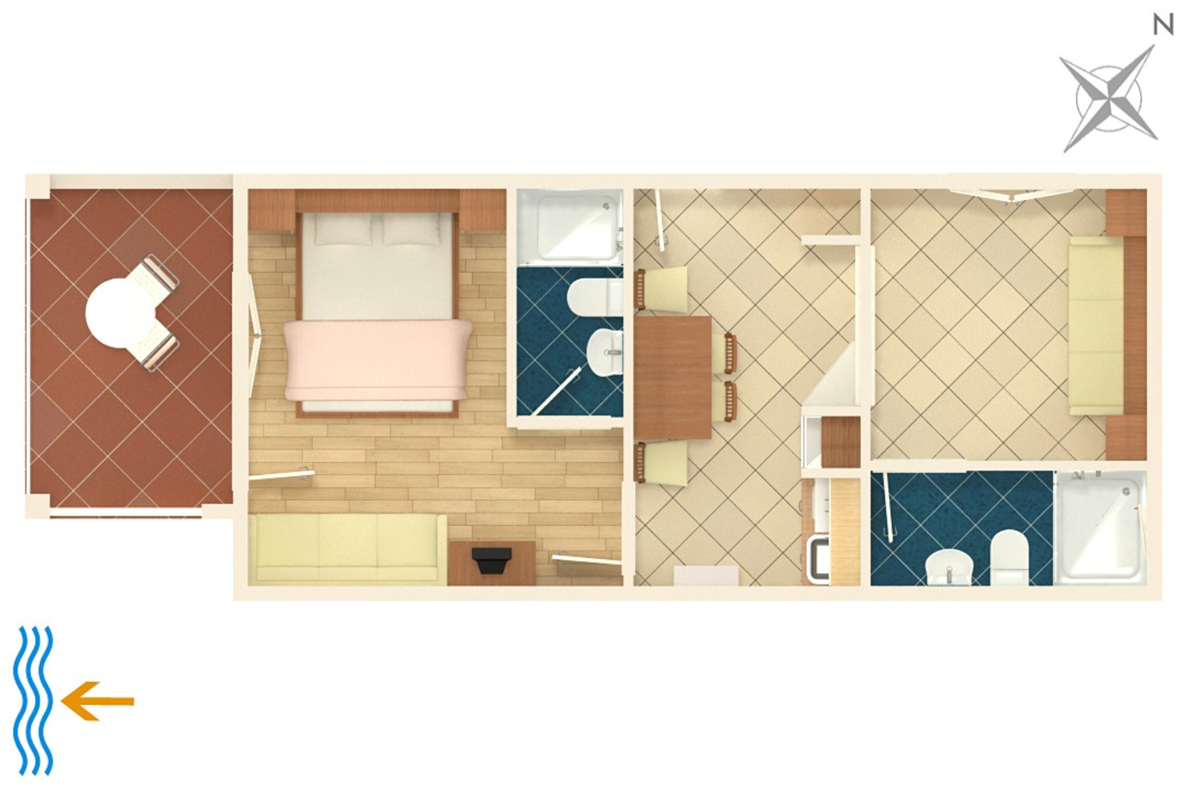 One bedroom apartment with terrace and sea view Podgora, Makarska  A-c