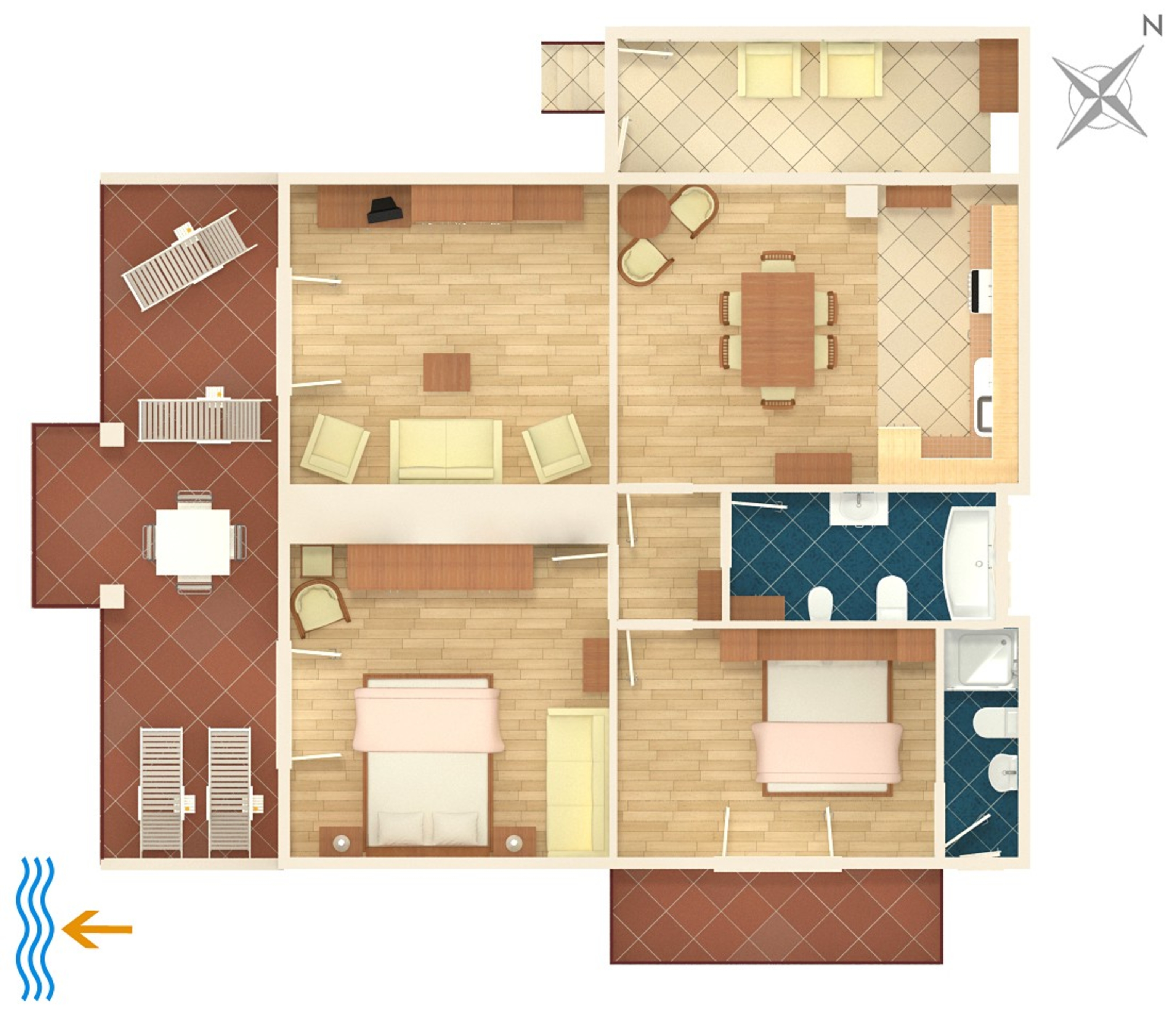 Two bedroom apartment with terrace and sea view Podgora, Makarska  A-d