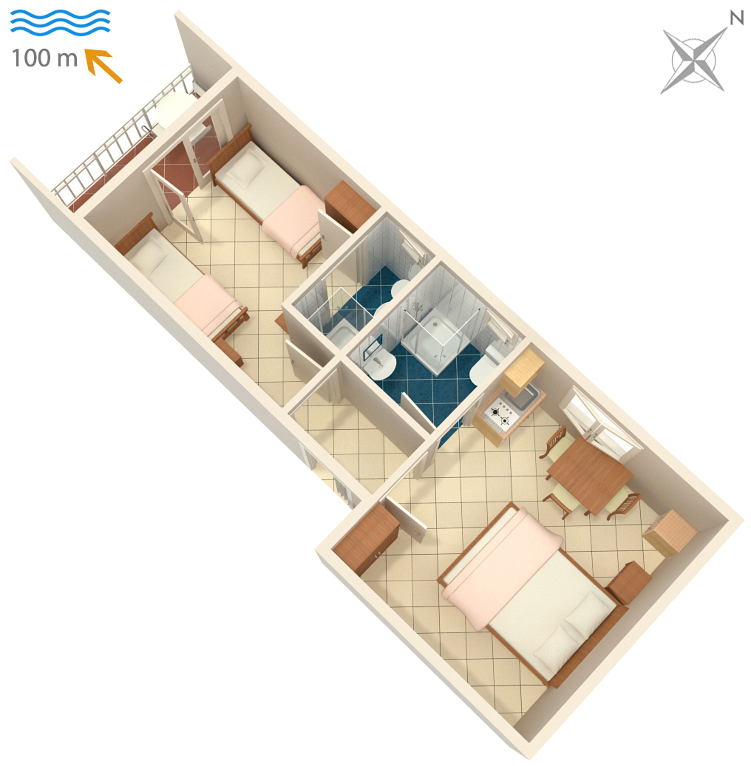One bedroom apartment with balcony and sea view Podaca, Makarska  A-a