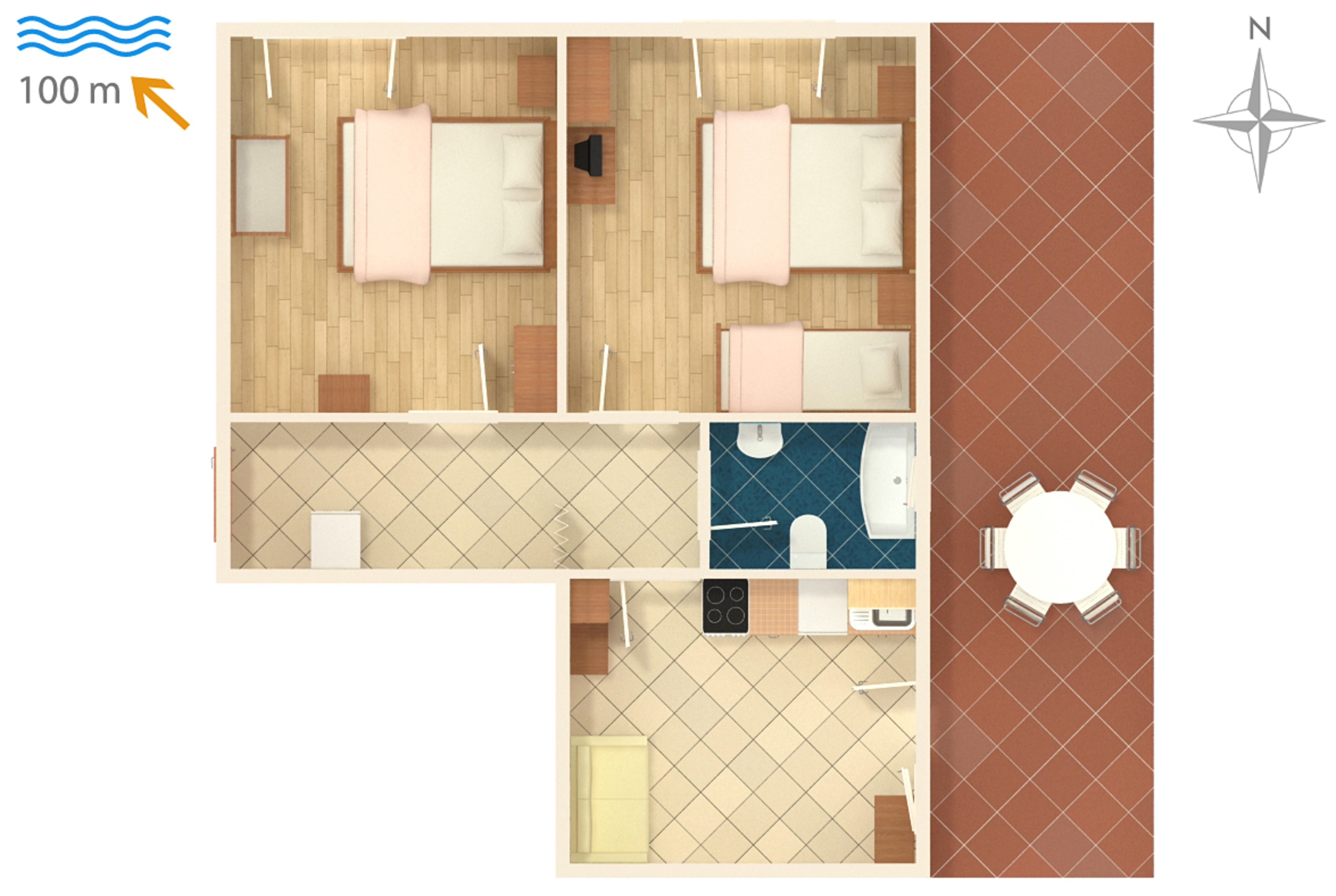 Two bedroom apartment with terrace Podaca, Makarska  A-b
