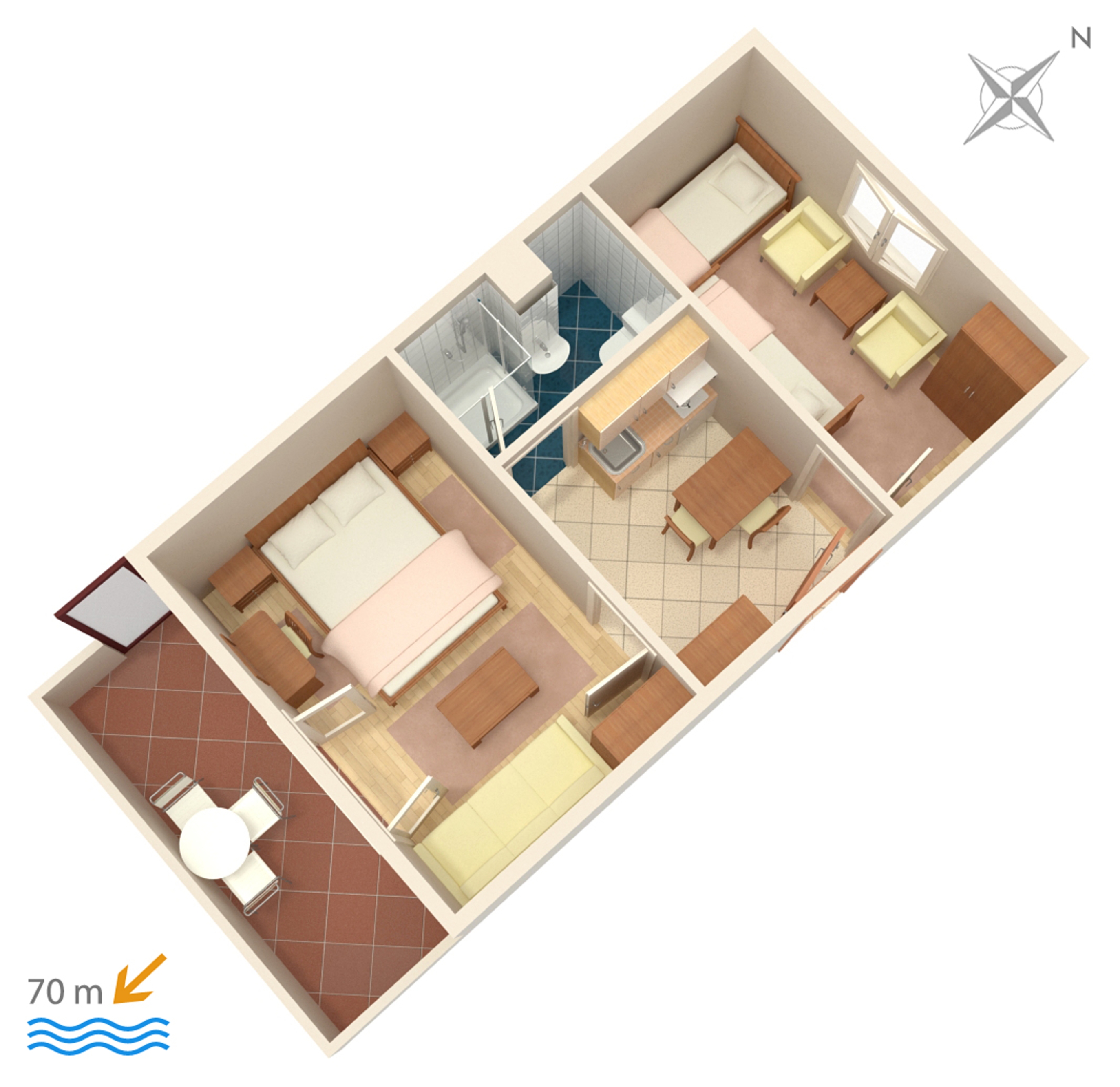 Two bedroom apartment with terrace and sea view Podaca, Makarska  A-b