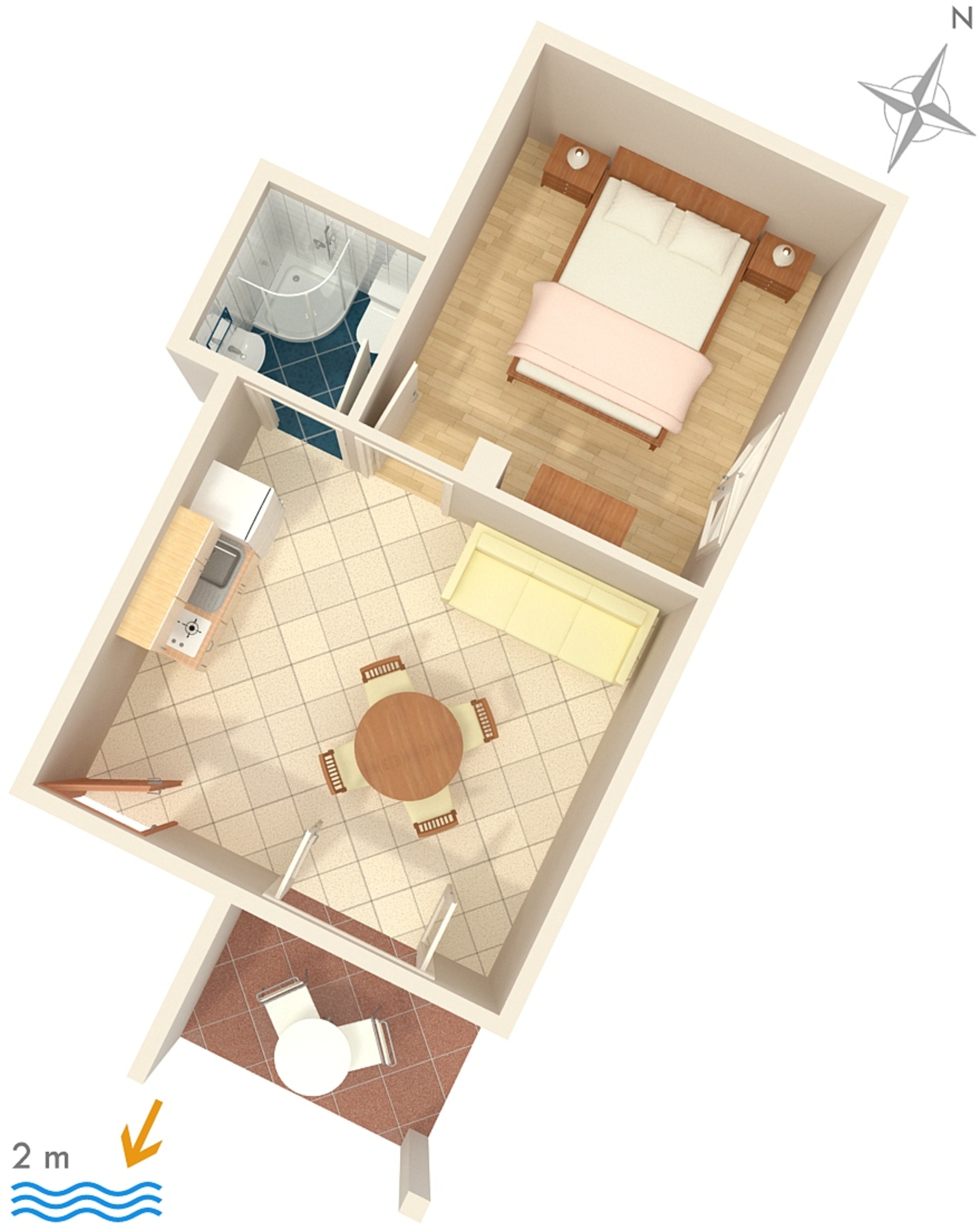 One bedroom apartment near beach Zaostrog, Makarska  A-b