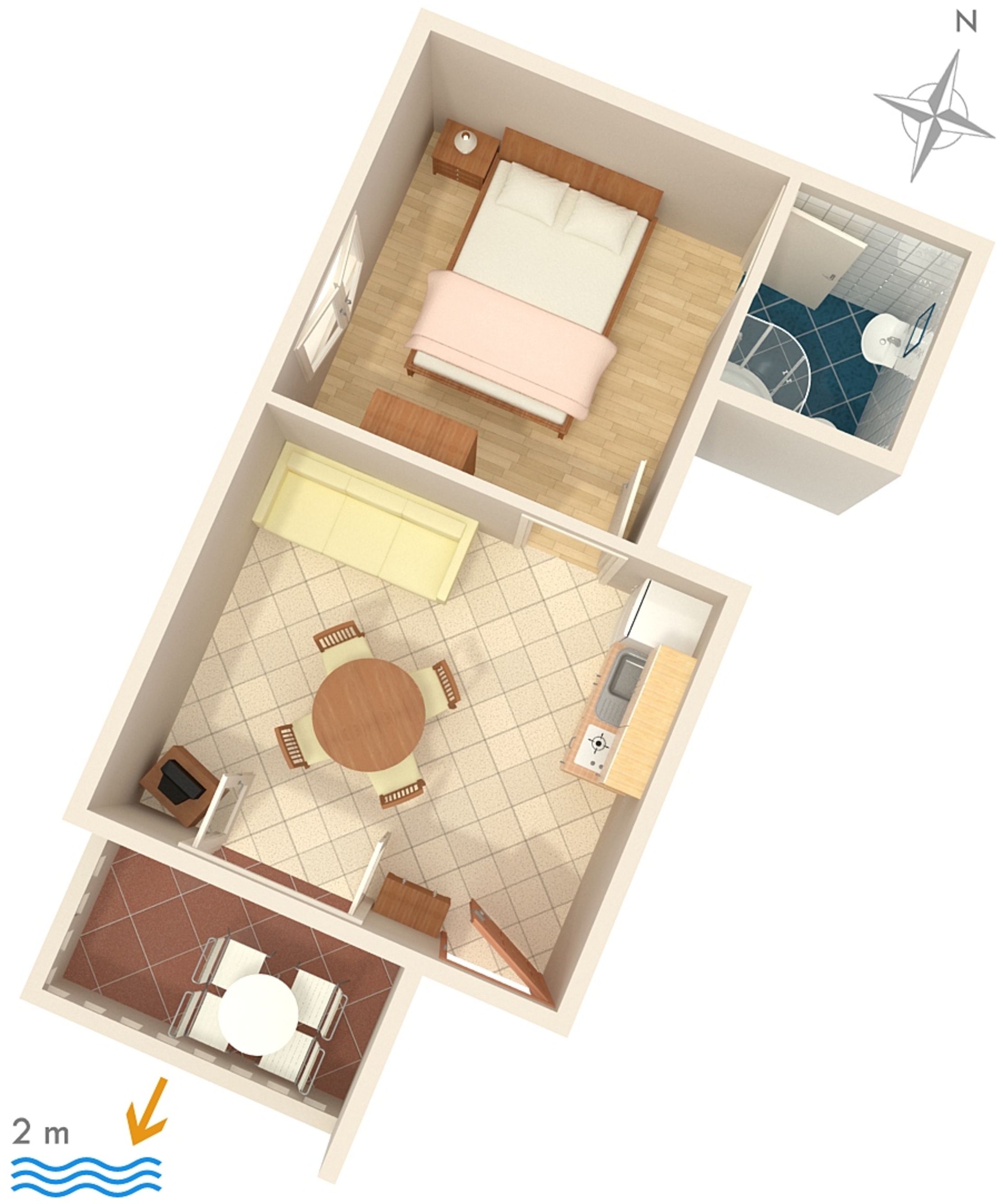 One bedroom apartment near beach Zaostrog, Makarska  A-c