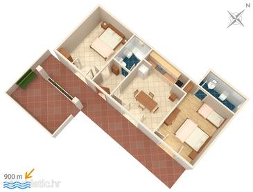 Plan Brela, Plan in the apartment, dopusteni kucni ljubimci i WIFI.