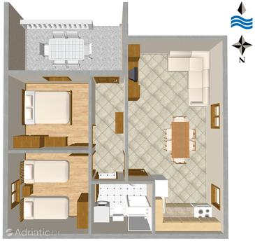 Plan Rogoznica, Plan in the apartment, dopusteni kucni ljubimci i WIFI.