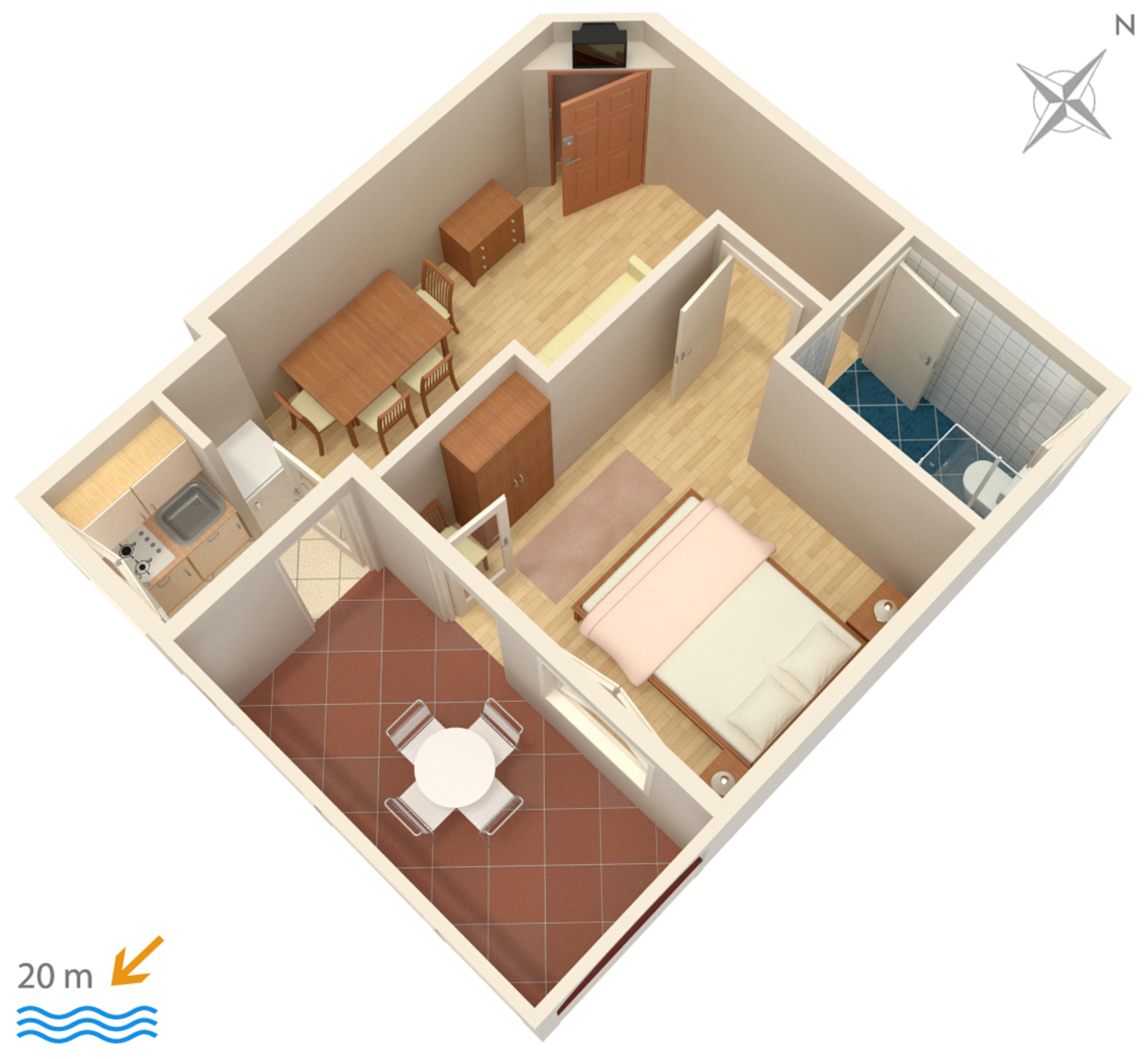 One bedroom apartment near beach Drašnice, Makarska  A-a