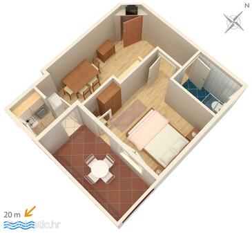 Plan Drašnice, Plan in the apartment, dopusteni kucni ljubimci i WIFI.