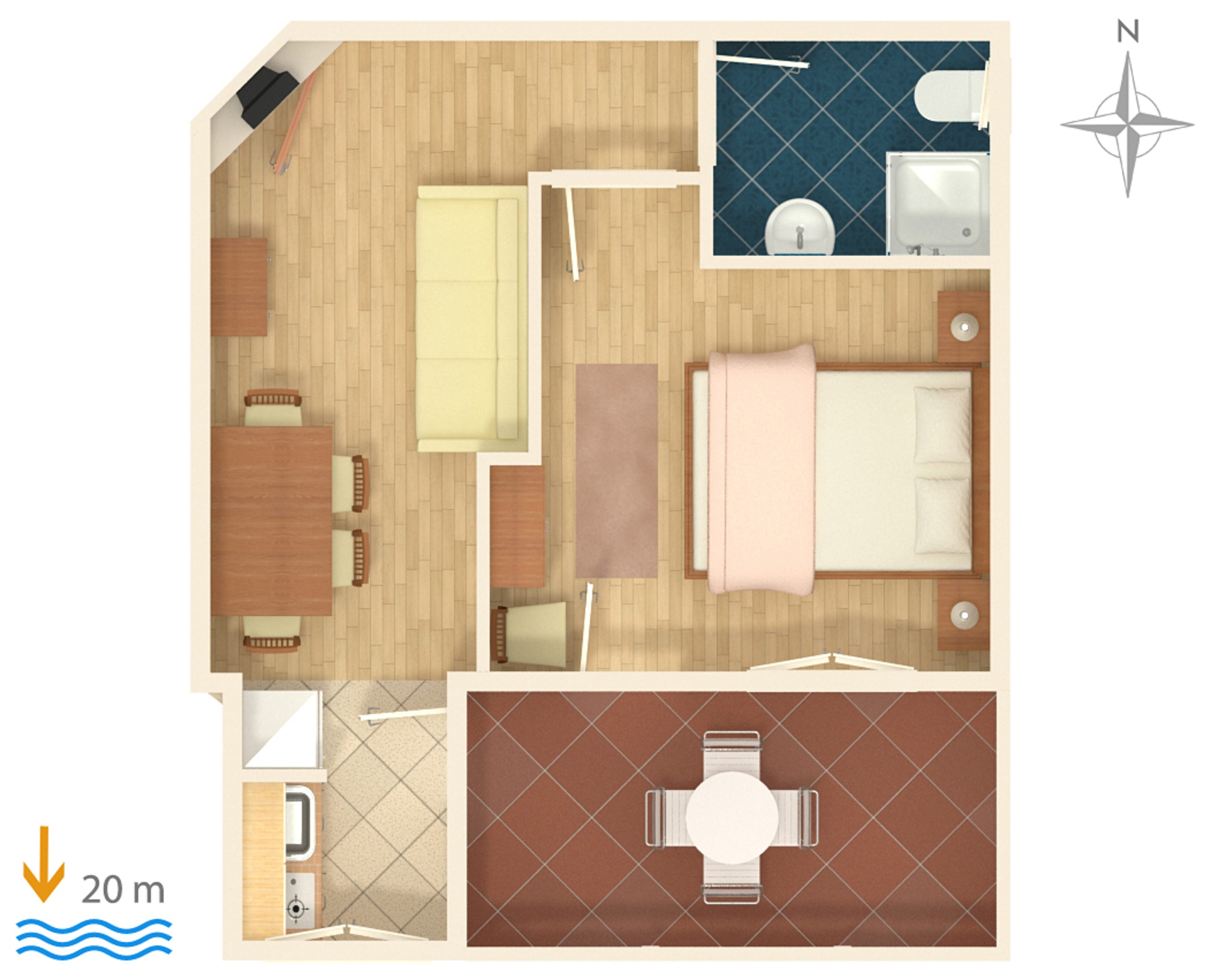 One bedroom apartment near beach Drašnice, Makarska  A-a