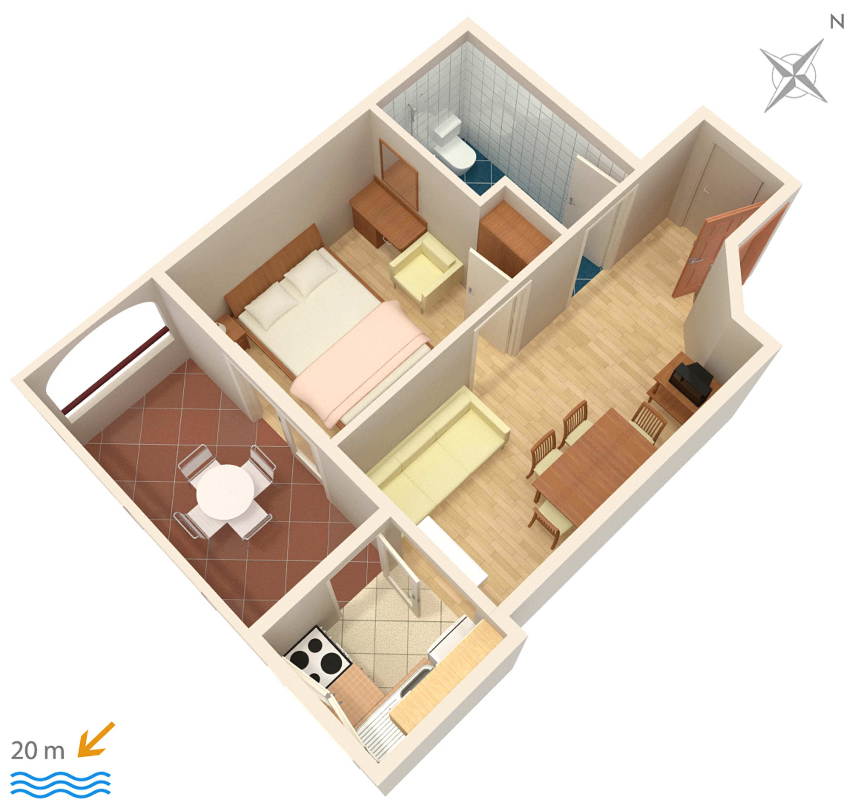 One bedroom apartment near beach Drašnice, Makarska  A-b