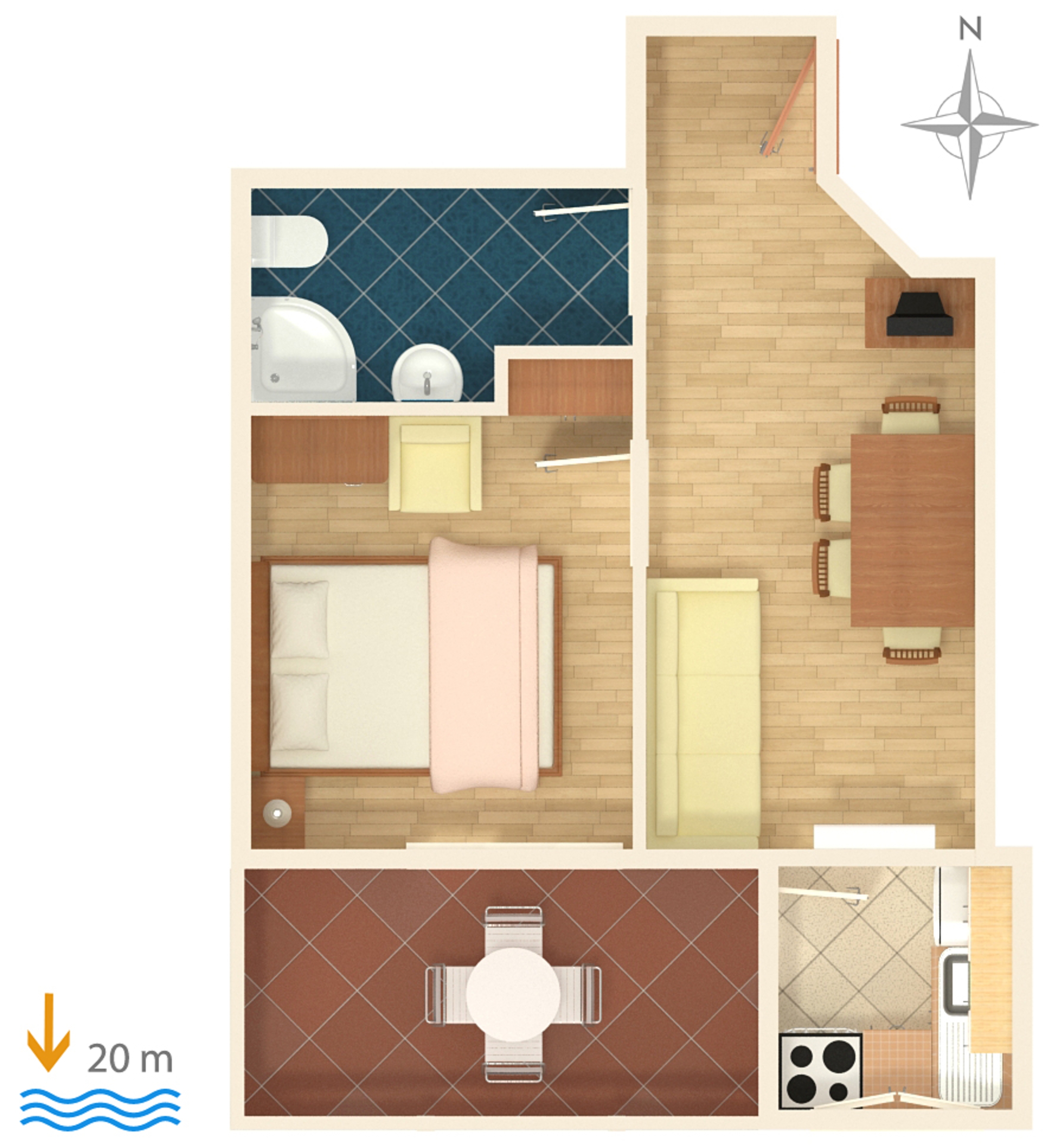 One bedroom apartment near beach Drašnice, Makarska  A-b