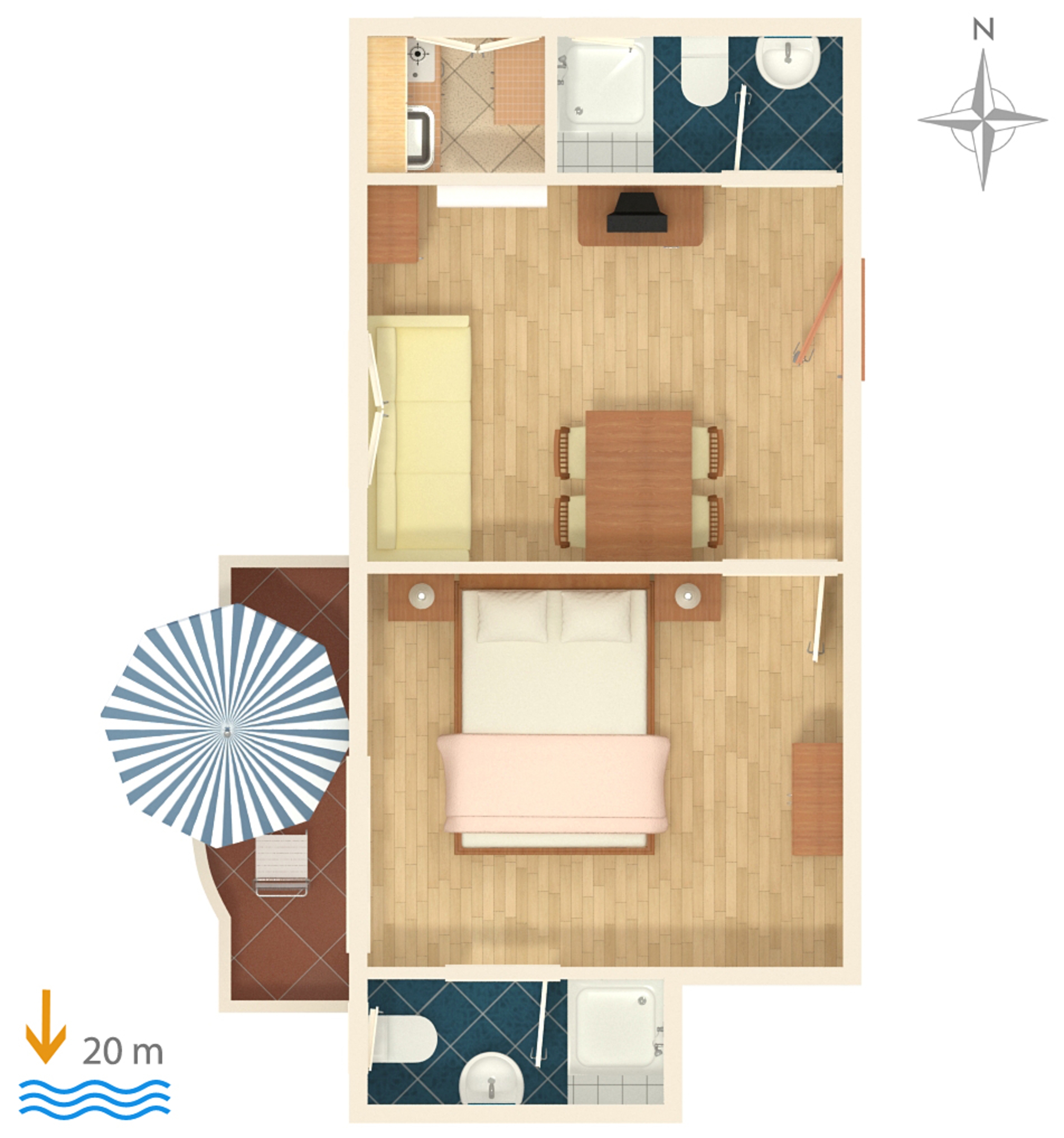 One bedroom apartment near beach Drašnice, Makarska  A-c