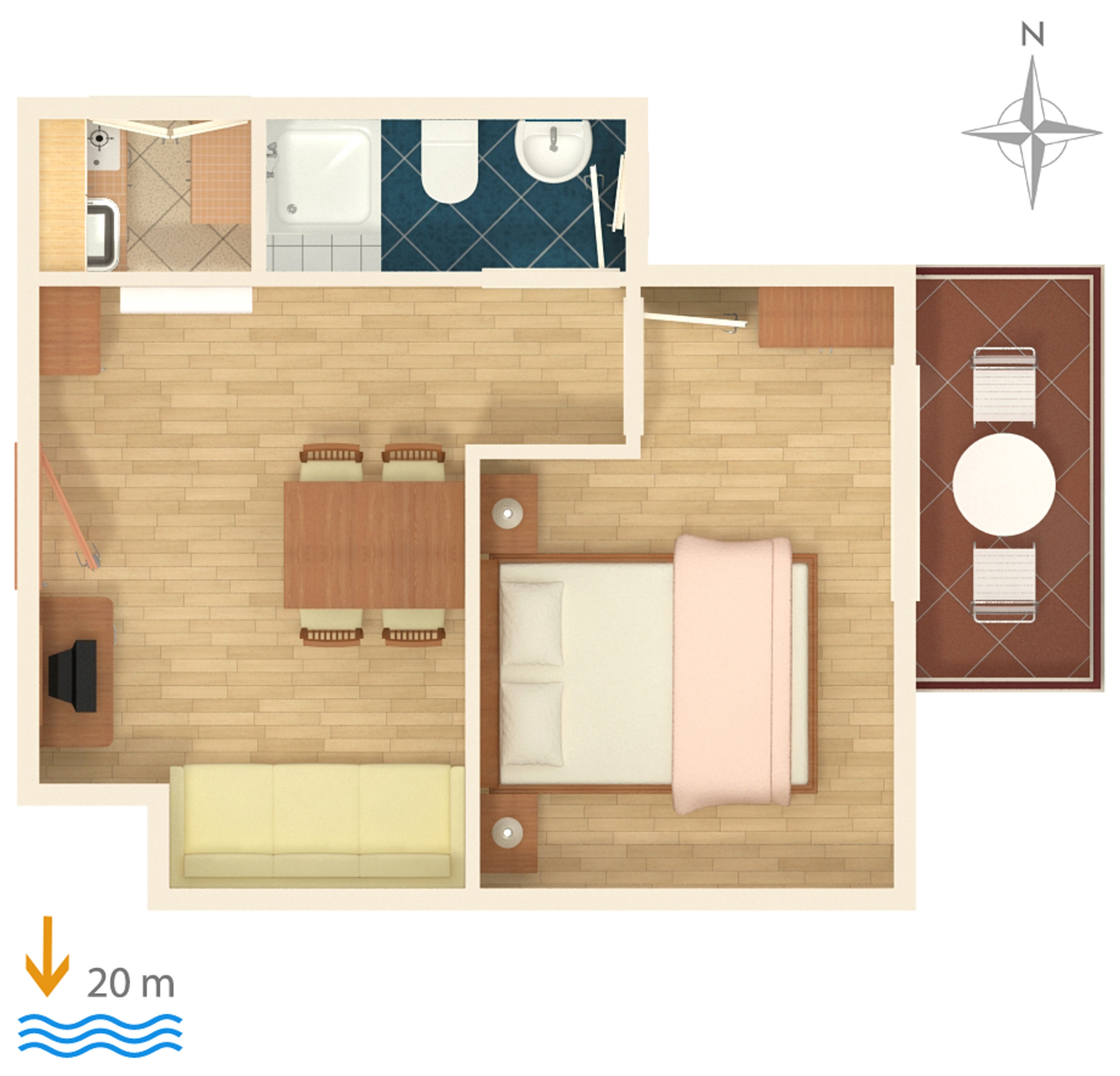 One bedroom apartment near beach Drašnice, Makarska  A-d