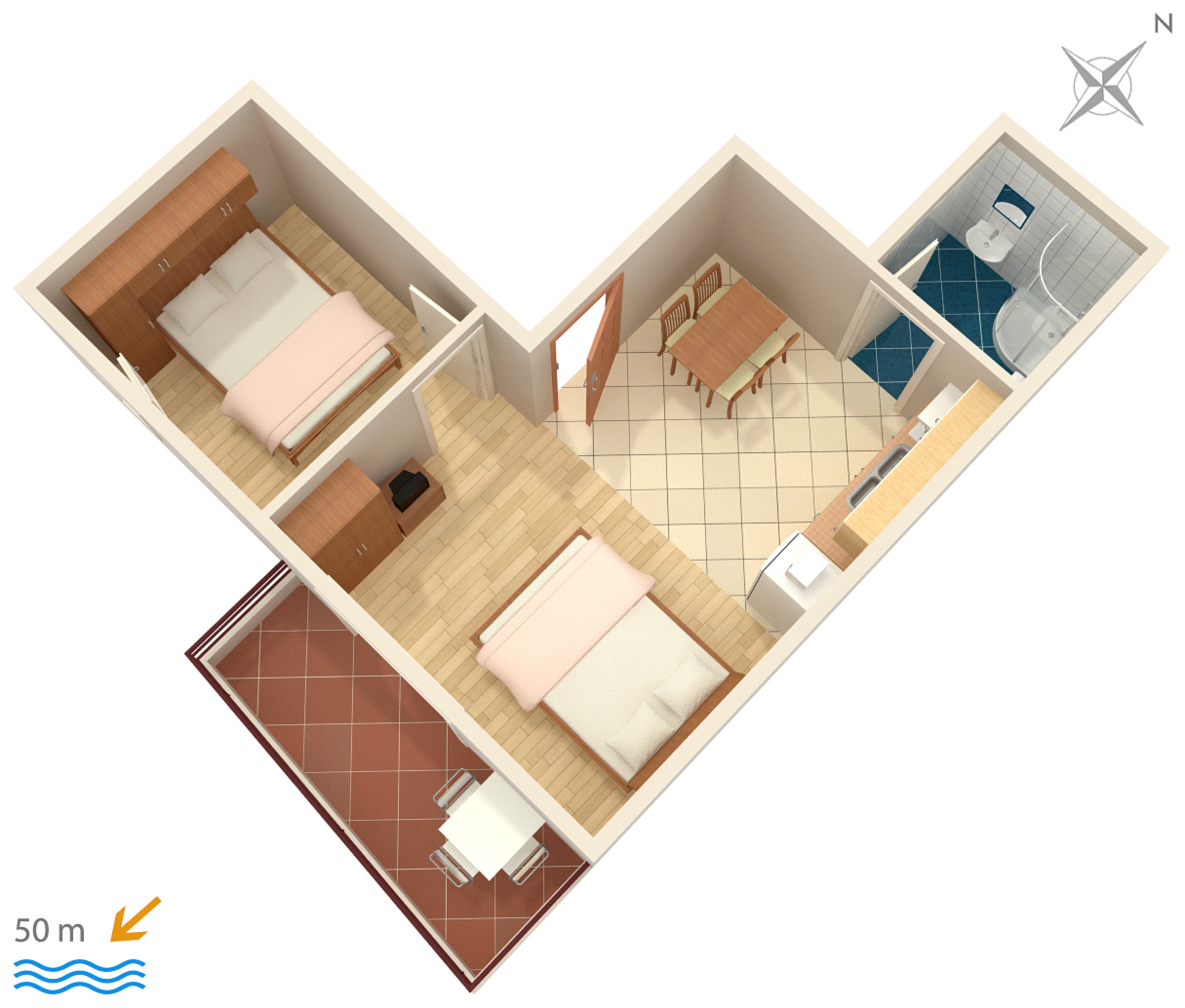 One bedroom apartment near beach Promajna, Makarska  A-a