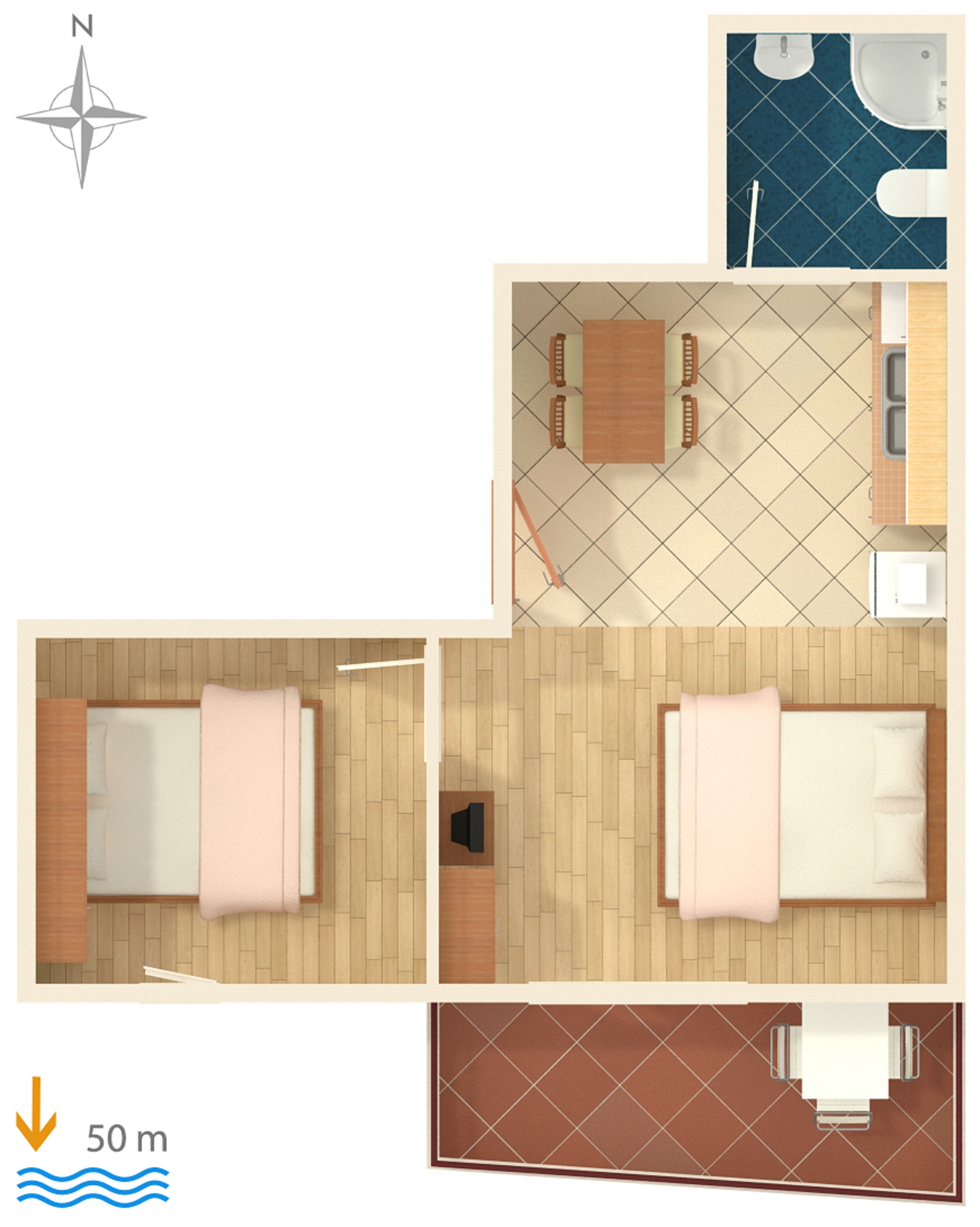 One bedroom apartment near beach Promajna, Makarska  A-a