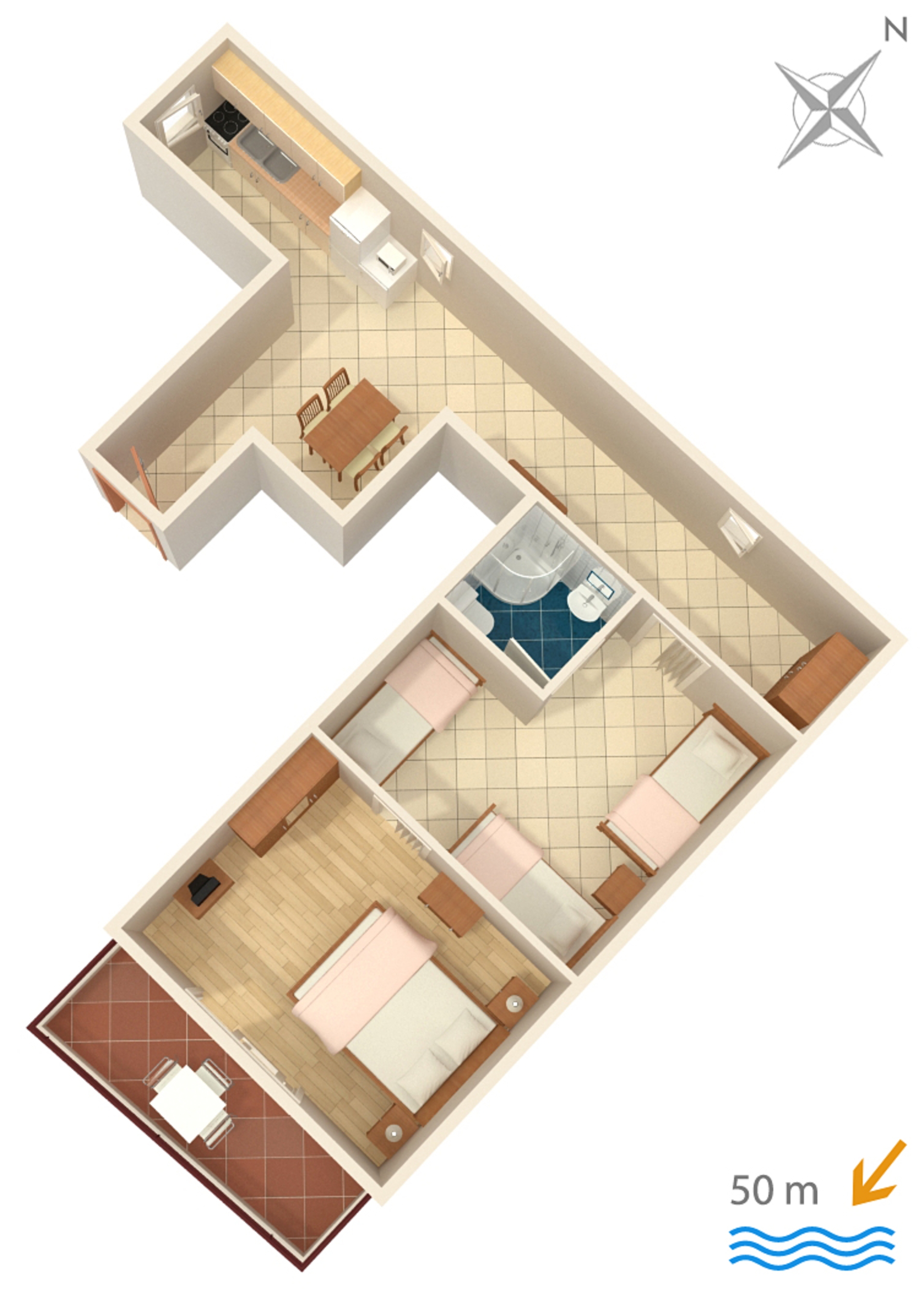 Two bedroom apartment near beach Promajna, Makarska  A-b