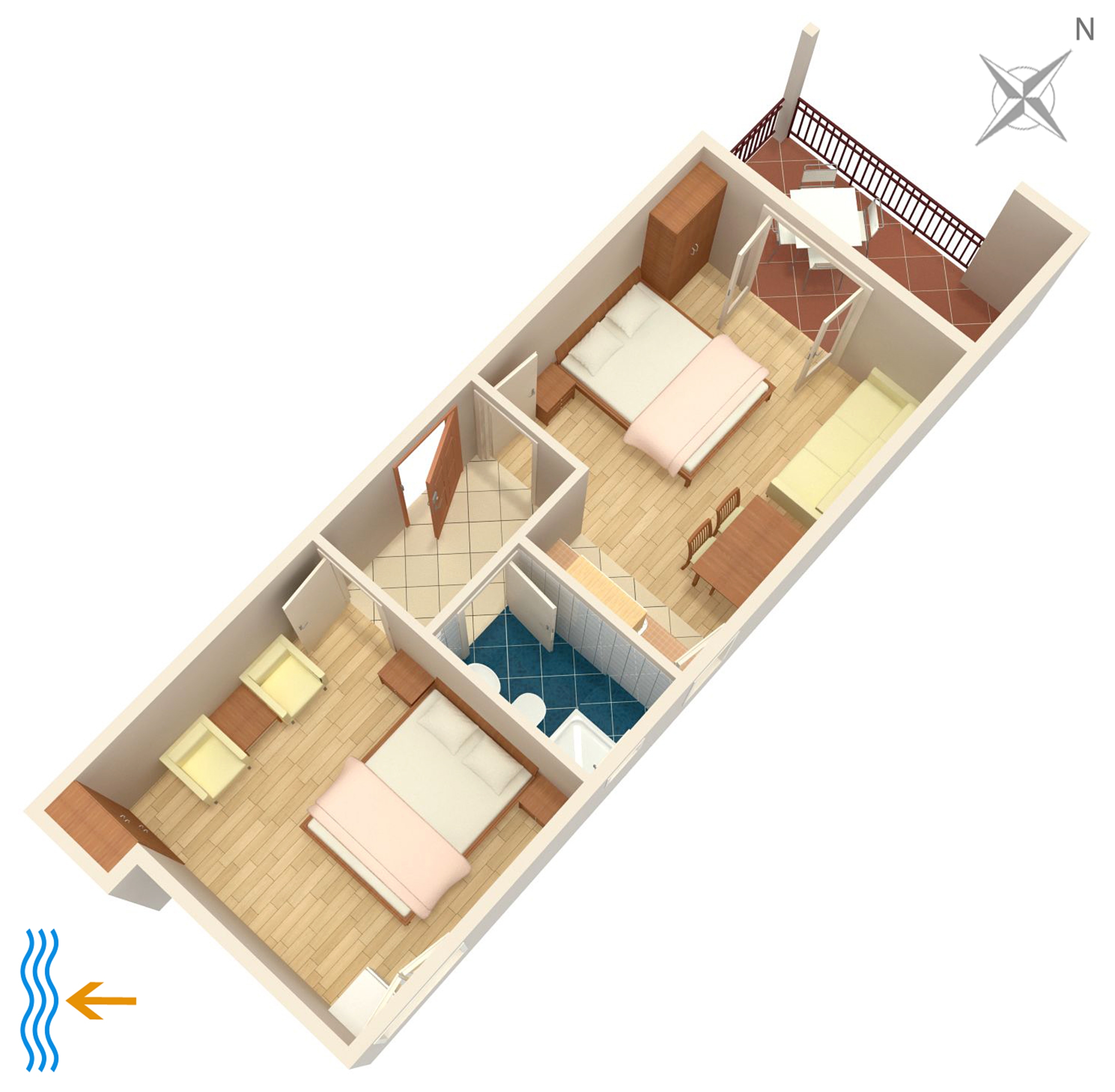 One bedroom apartment with terrace and sea view Tučepi, Makarska  A-a