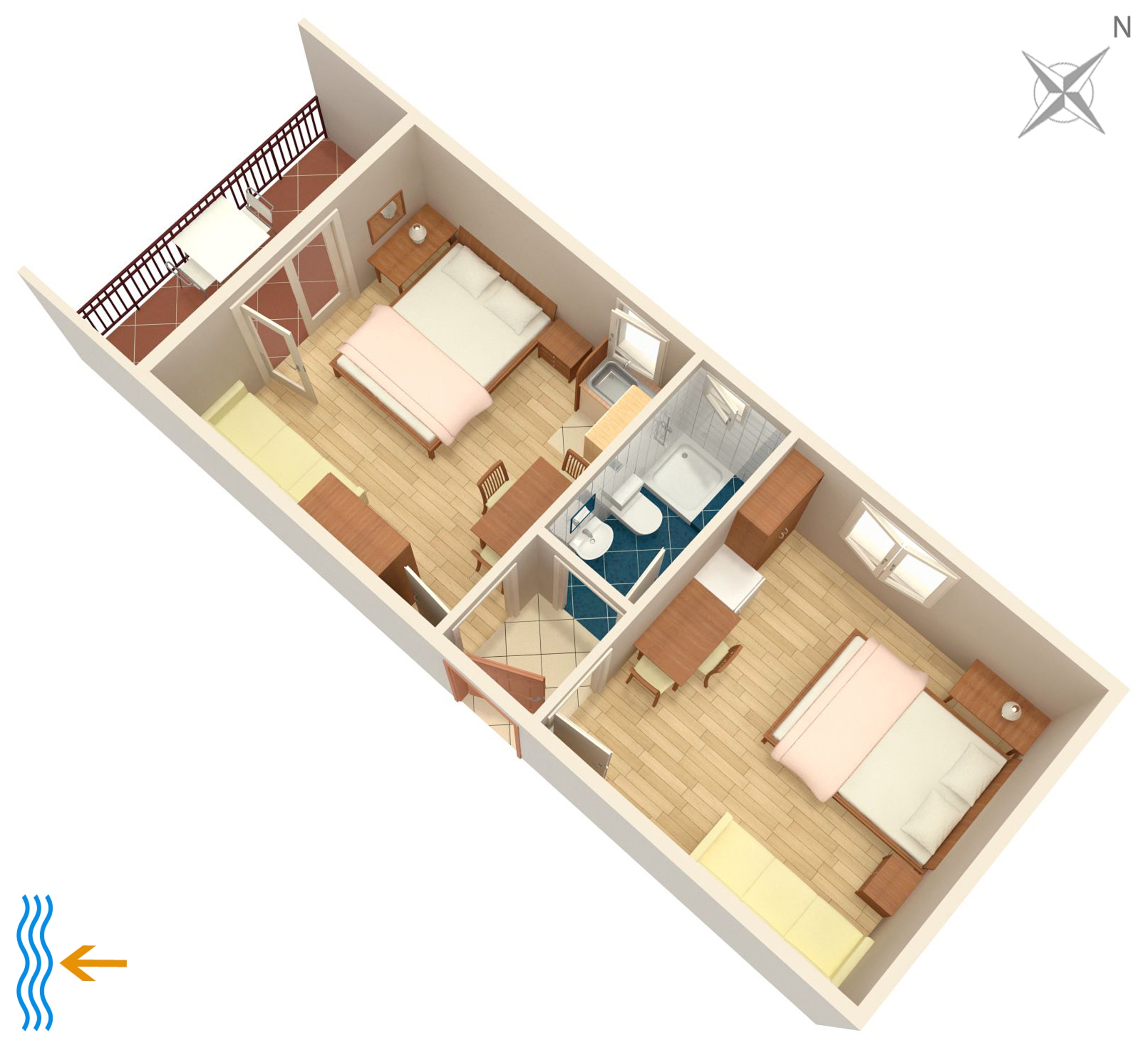 One bedroom apartment with balcony and sea view Tučepi, Makarska  A-b