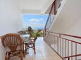 Tučepi, Terrasse dans l’hébergement en type studio-apartment, avec la vue sur la mer, animaux acceptés et WiFi.