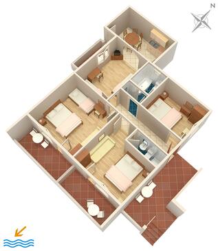 Tučepi, Načrt v nastanitvi vrste apartment, WiFi.