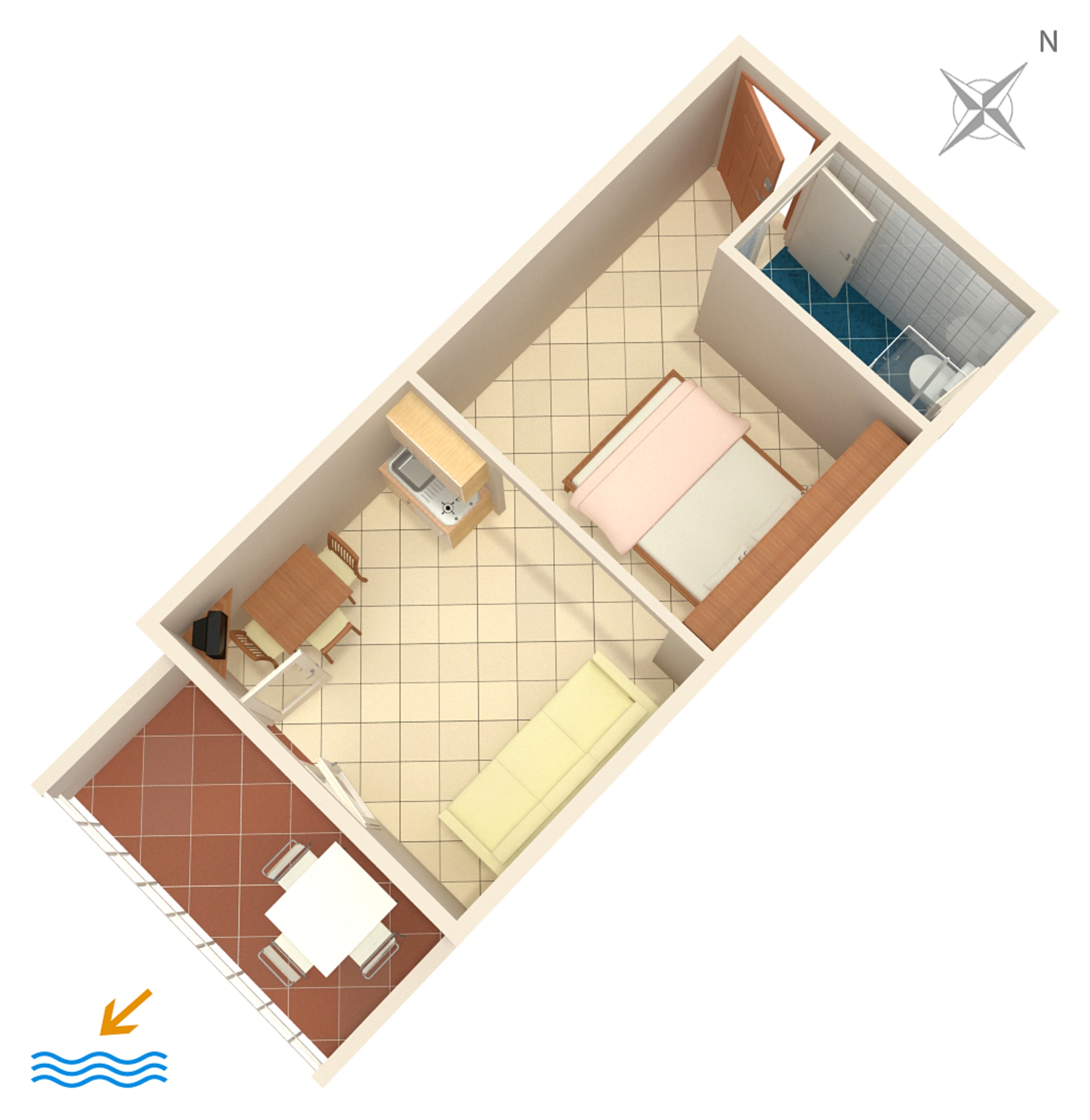 Studio flat near beach Igrane, Makarska  AS-a