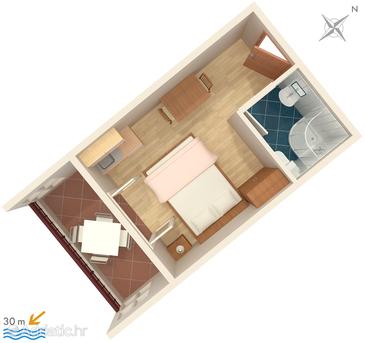Plan Igrane, Plan in the studio-apartment, WIFI.