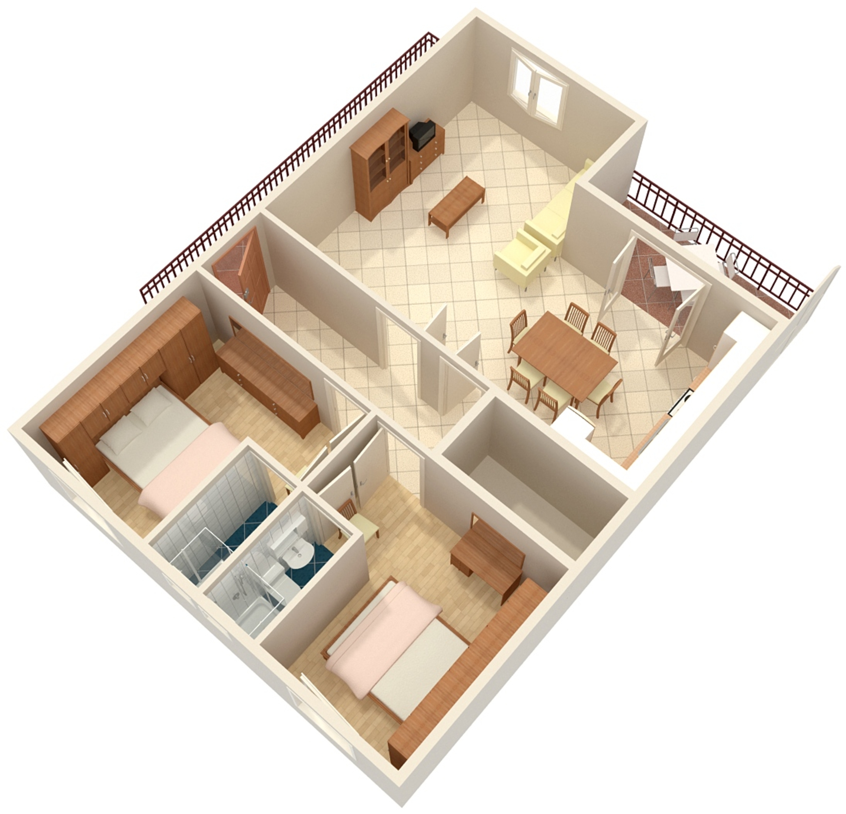 Dvosobni apartman s terasom i pogledom na more Orebić, Pelješac  A-a