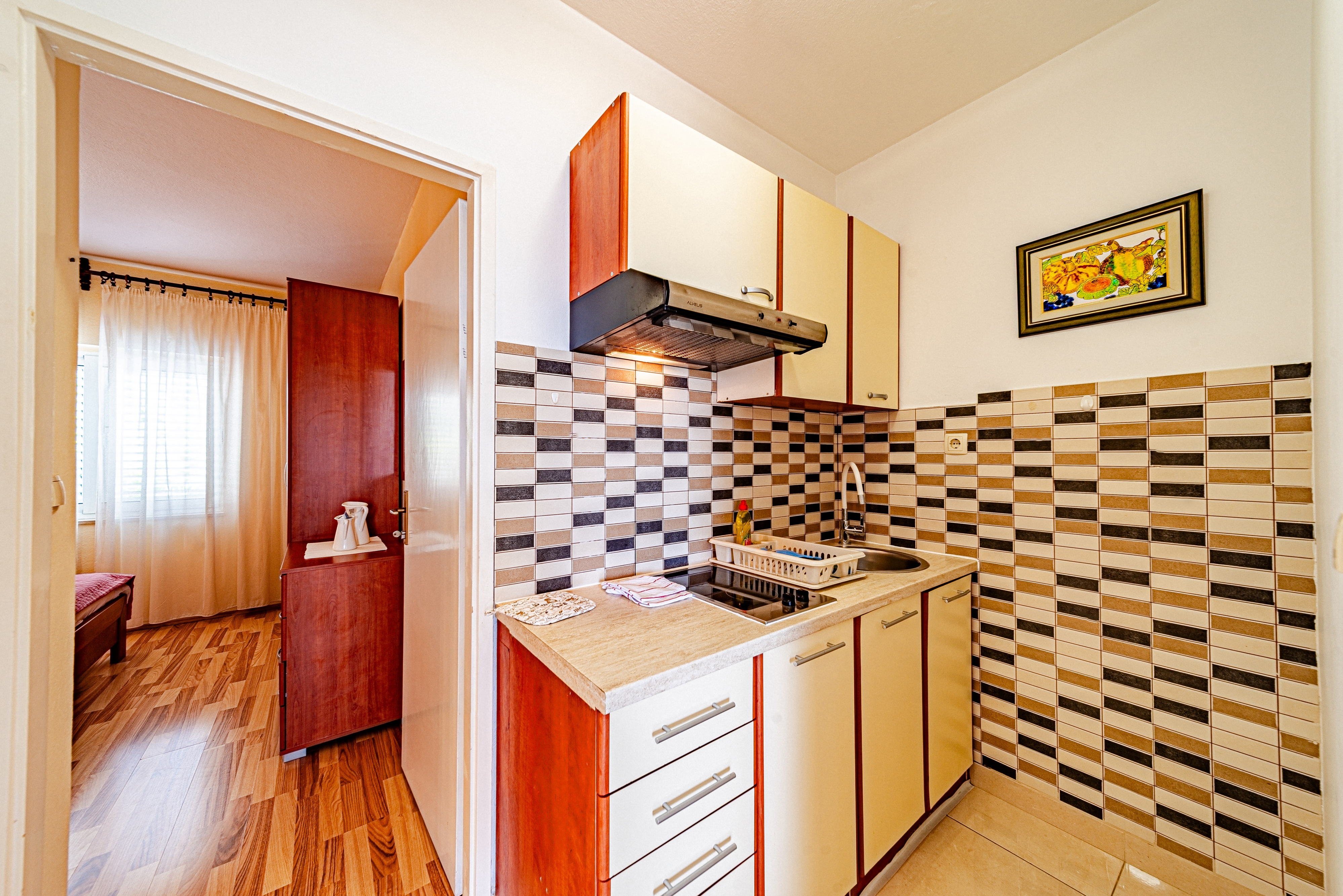 Jednosobni apartman s terasom i pogledom na more Orebić, Pelješac  A-c