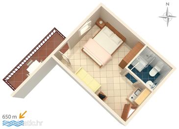 Plan Makarska, Plan in the studio-apartment, WIFI.