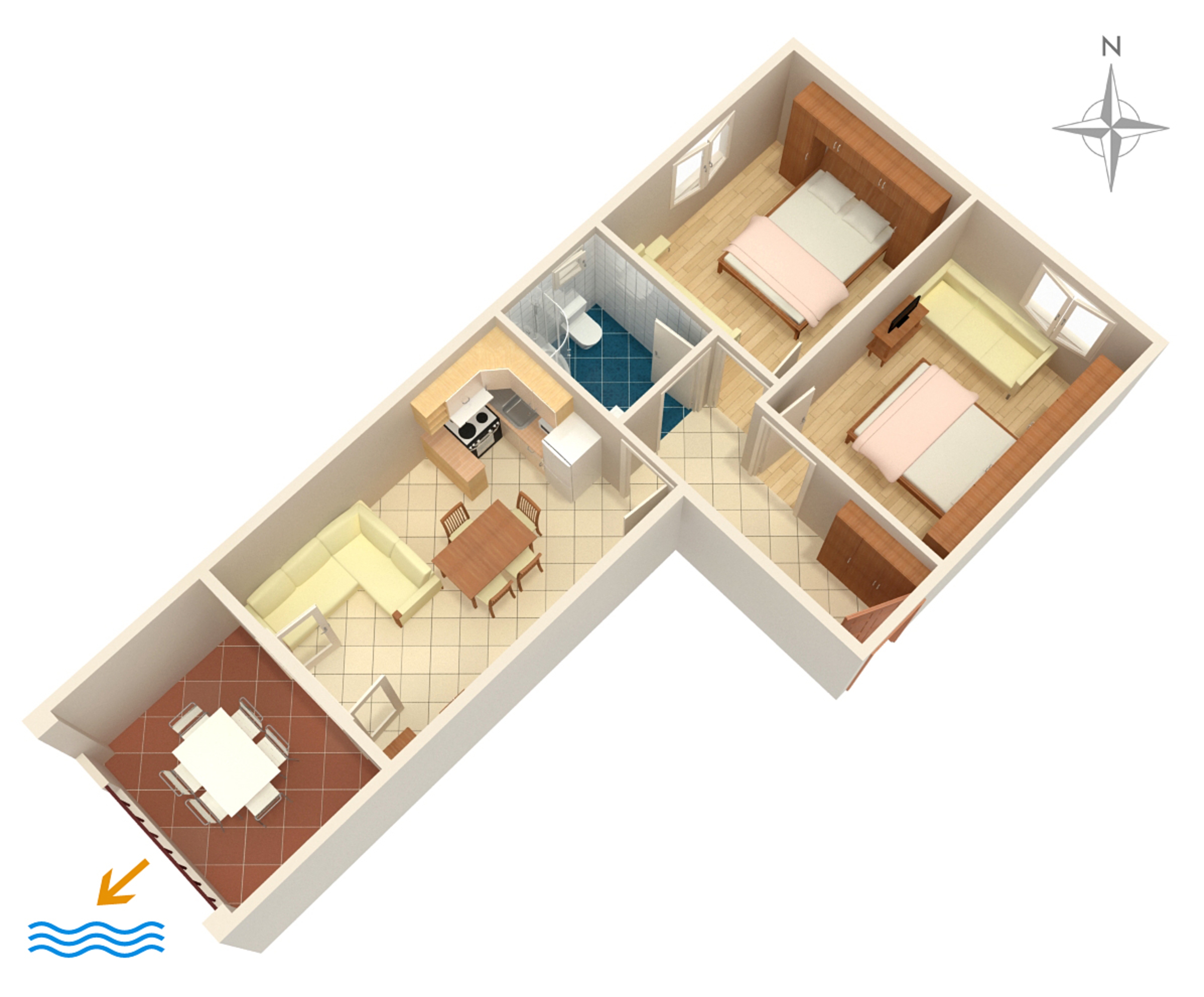 Two bedroom apartment near beach Tučepi, Makarska  A-a