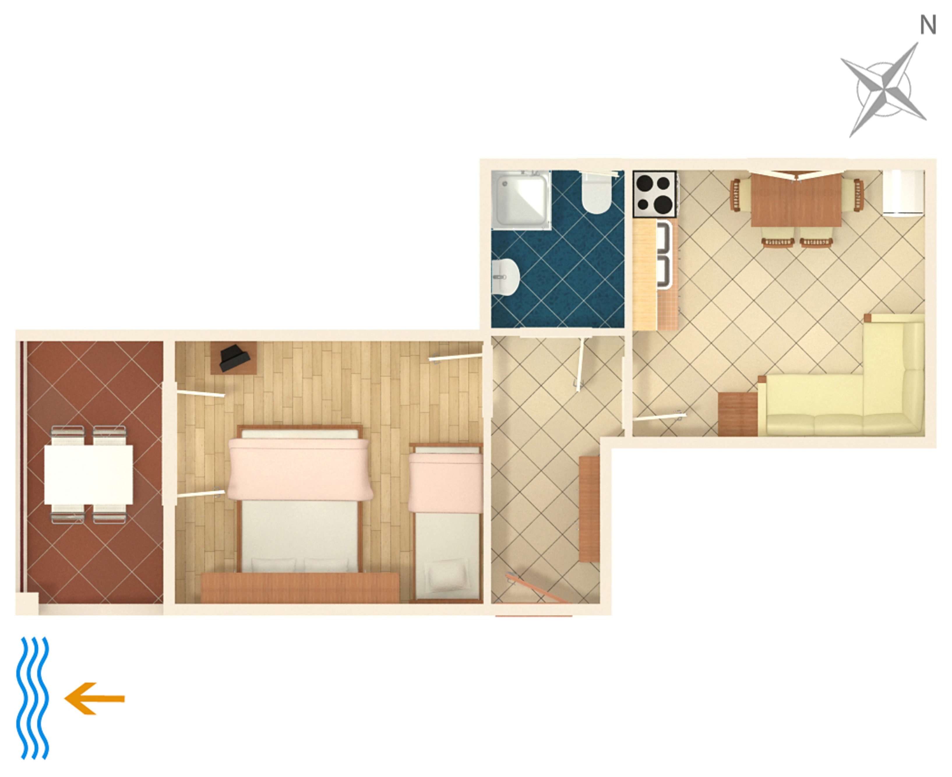 One bedroom apartment near beach Tučepi, Makarska  A-b