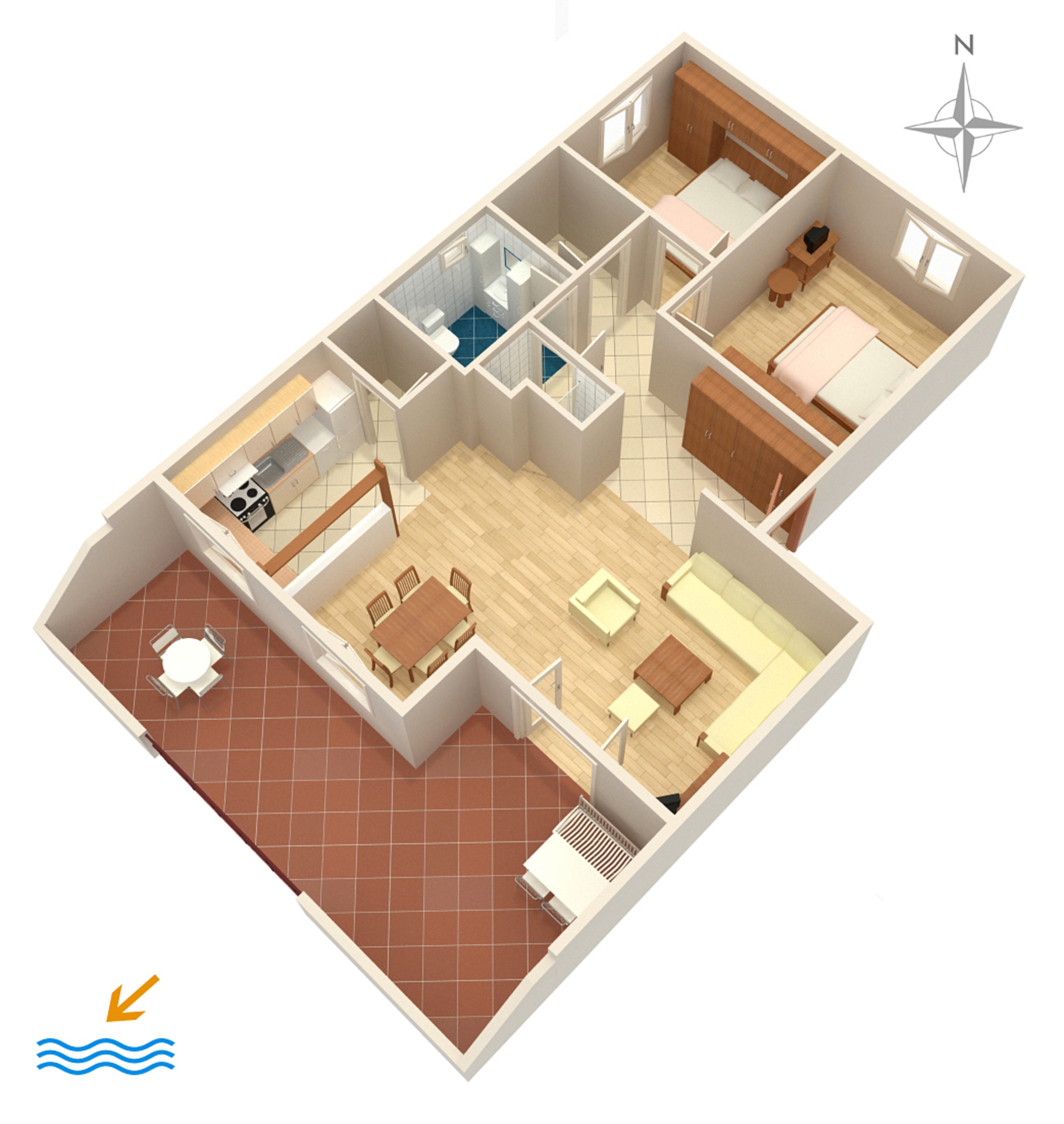Two bedroom apartment near beach Tučepi, Makarska  A-c