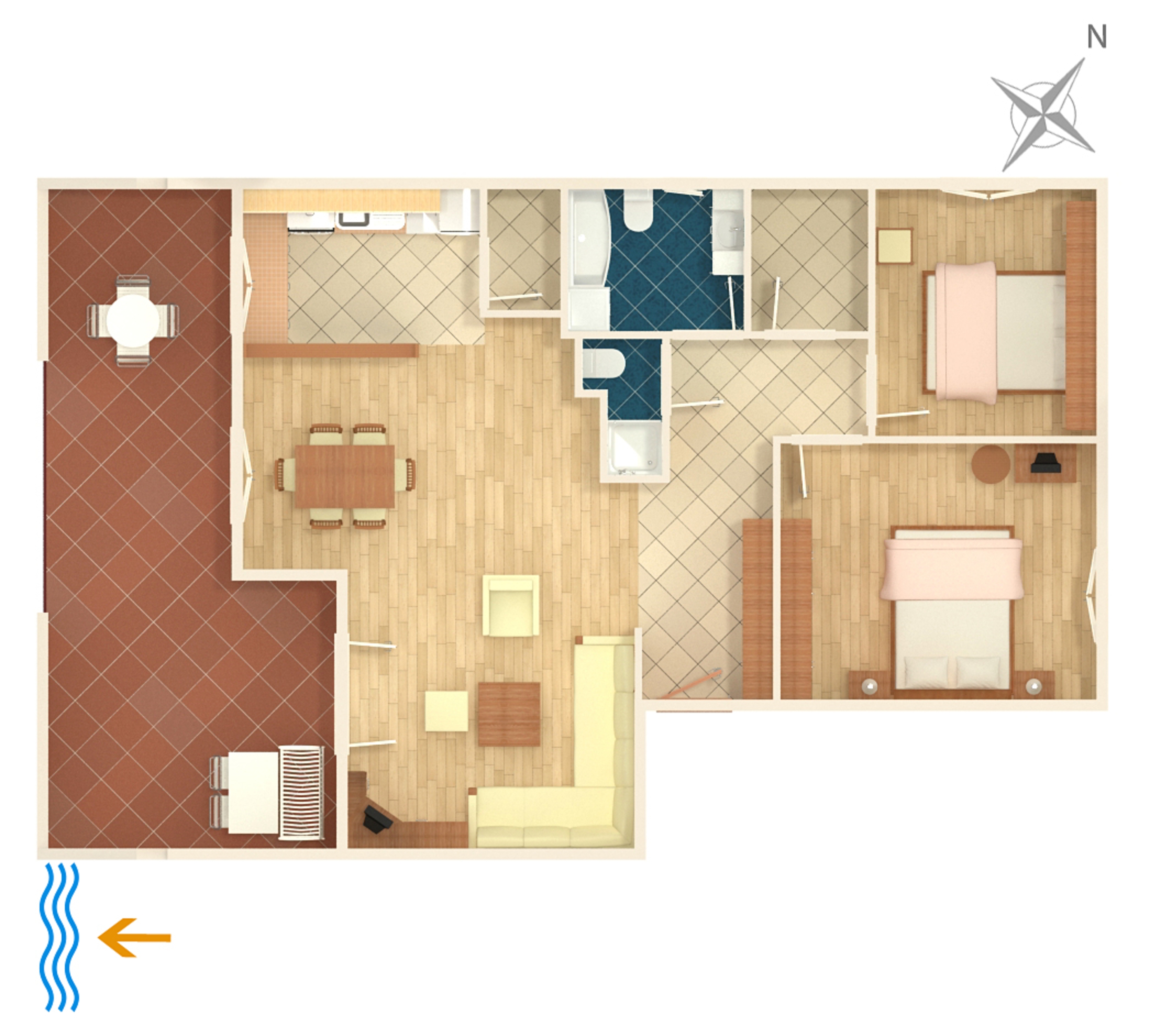 Two bedroom apartment near beach Tučepi, Makarska  A-c