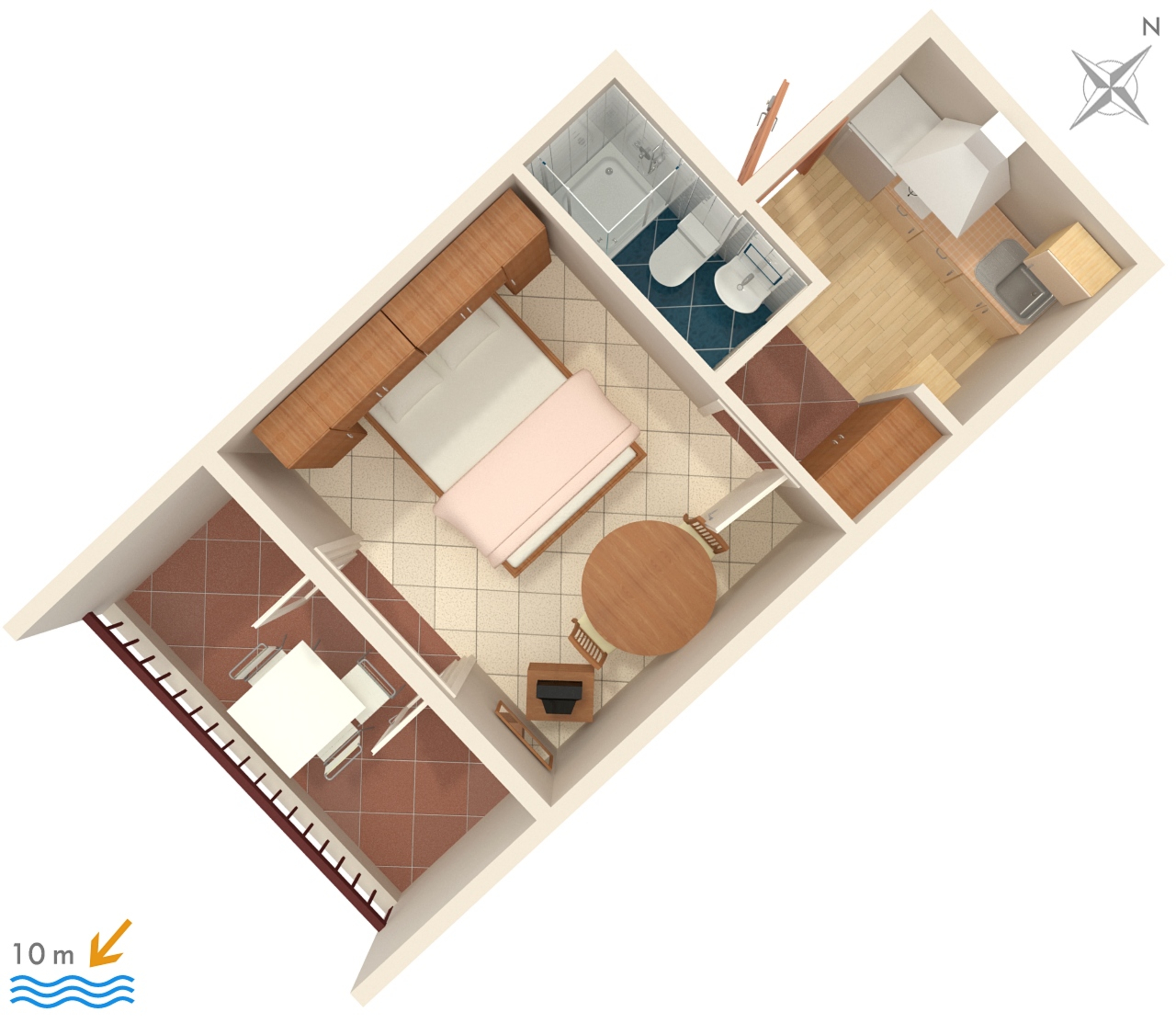 One bedroom apartment near beach Tučepi, Makarska  A-b