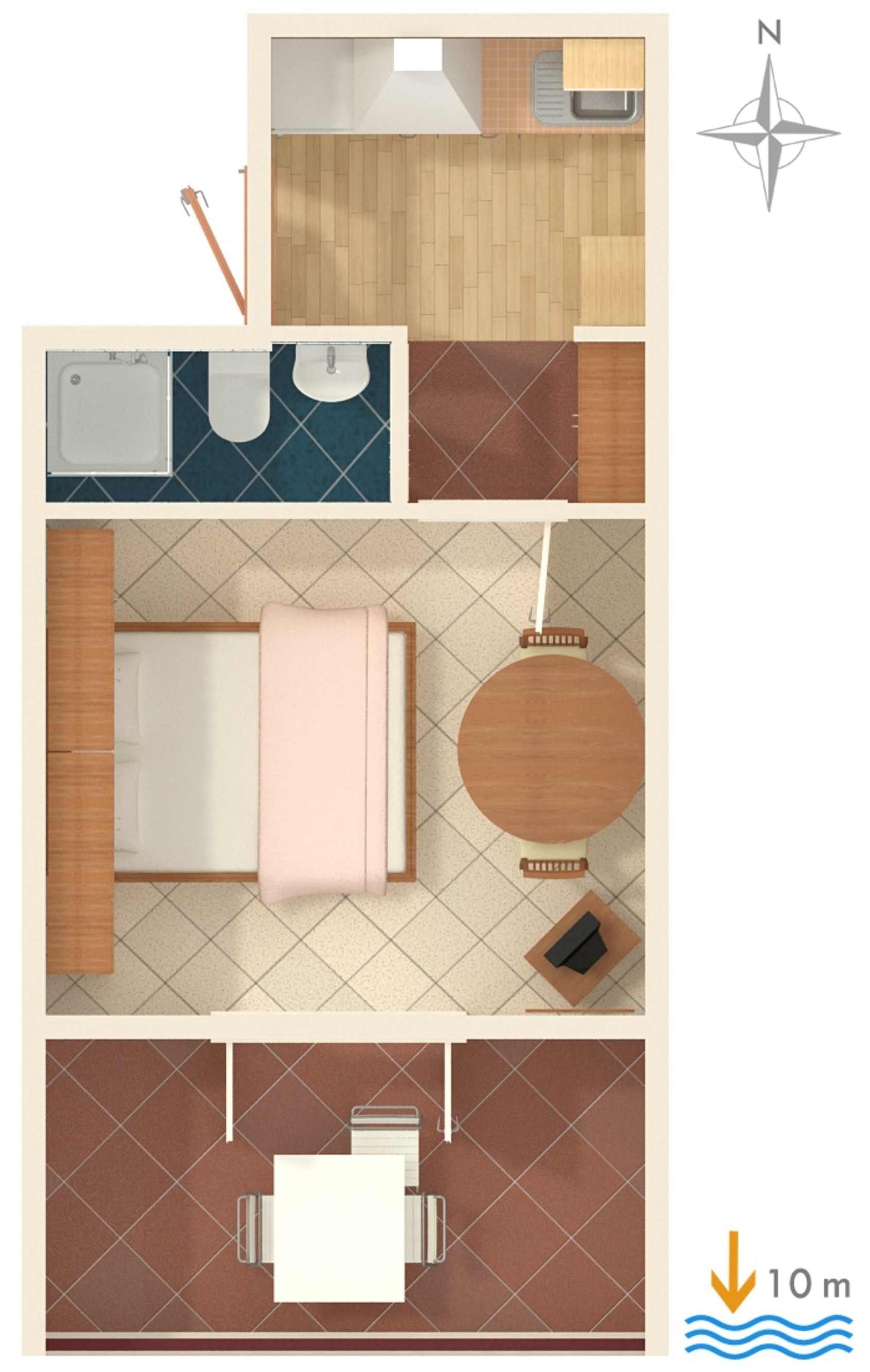 One bedroom apartment near beach Tučepi, Makarska  A-b