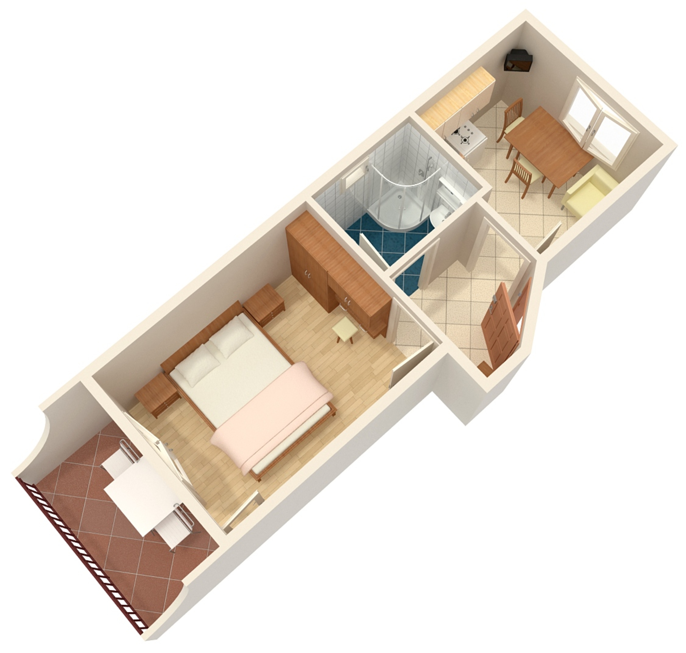One bedroom apartment with balcony and sea view Baška Voda, Makarska  A-a