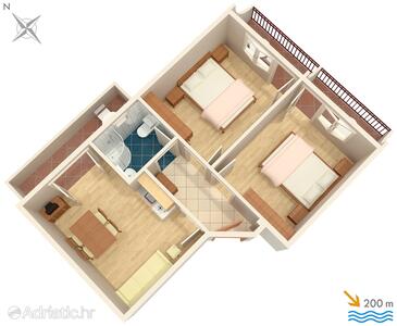 Plan Baška Voda, Plan in the apartment, WIFI.