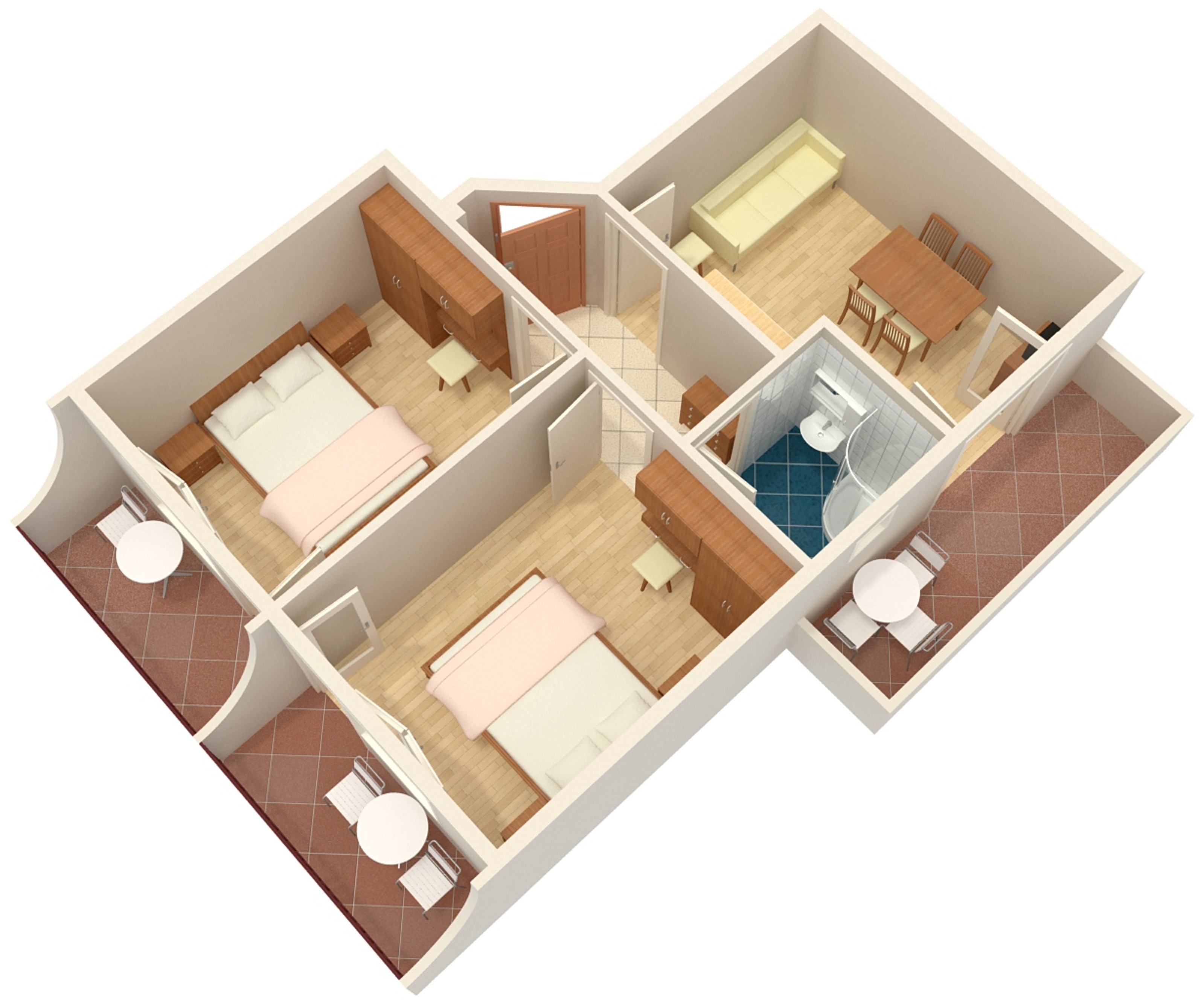 Two bedroom apartment with balcony and sea view Baška Voda, Makarska  A-b