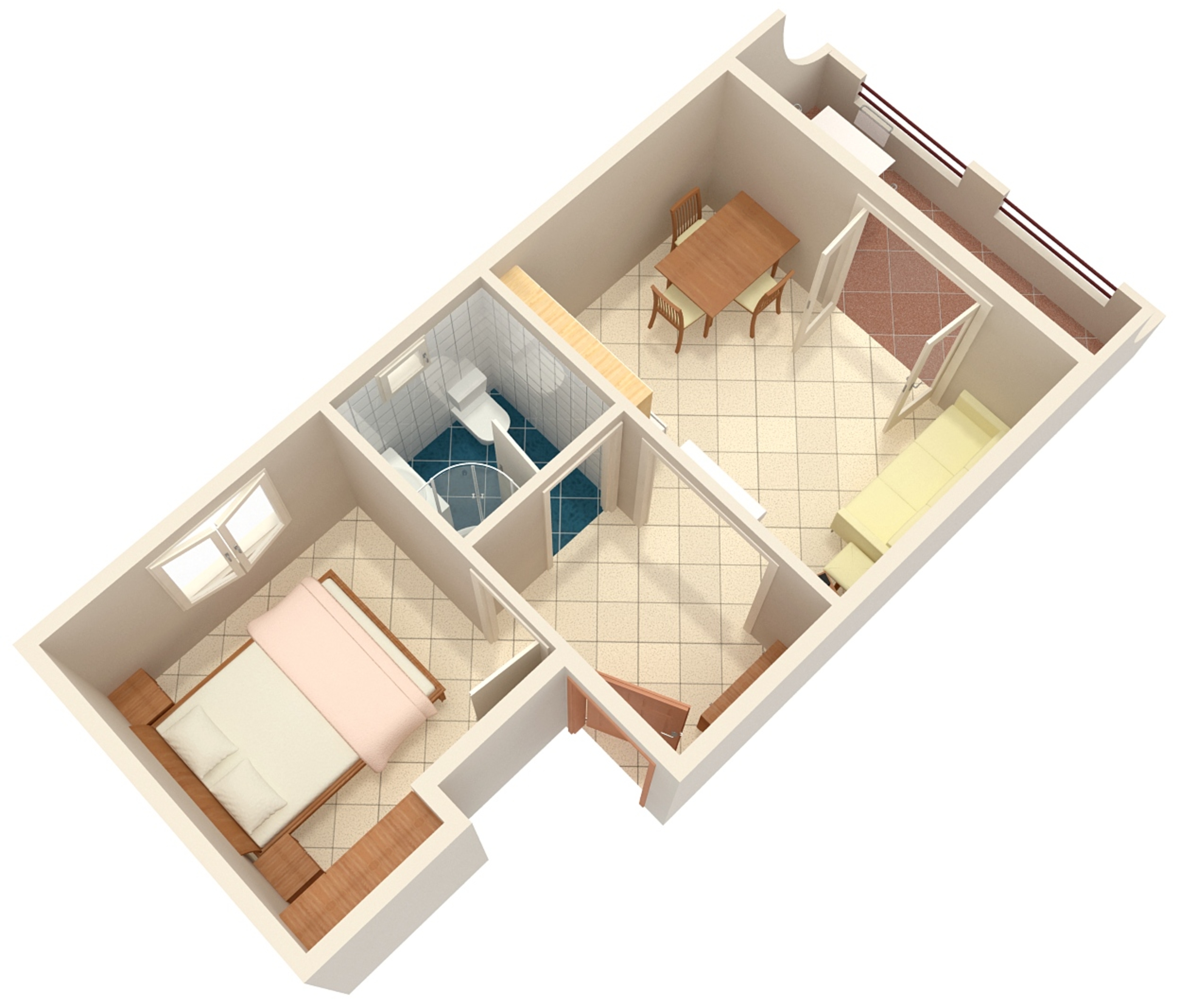 One bedroom apartment with terrace and sea view Baška Voda, Makarska  A-c
