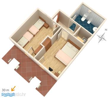 Plan Podaca, Plan in the apartment, dopusteni kucni ljubimci i WIFI.