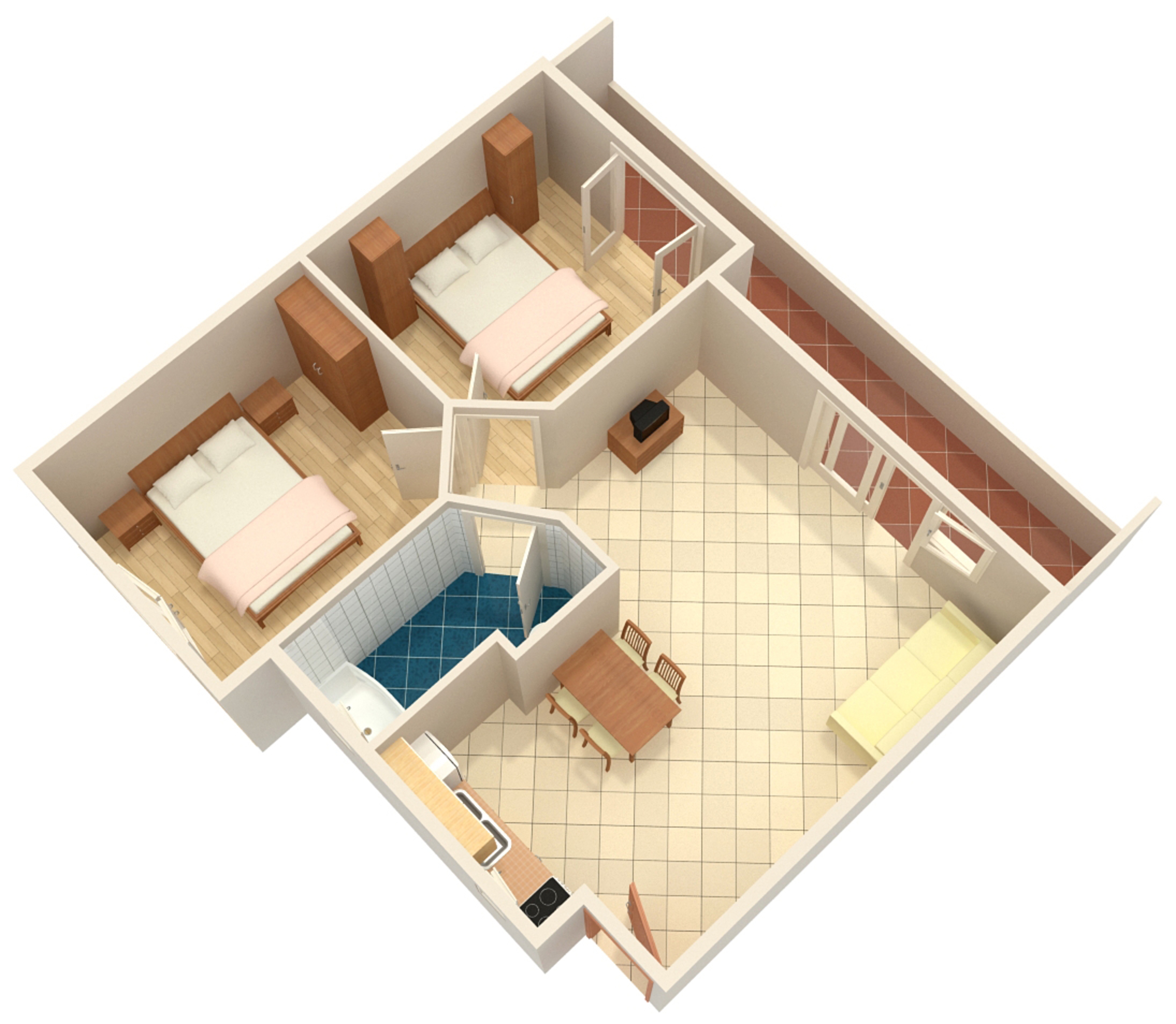 Two bedroom apartment with terrace and sea view Podgora, Makarska  A-c