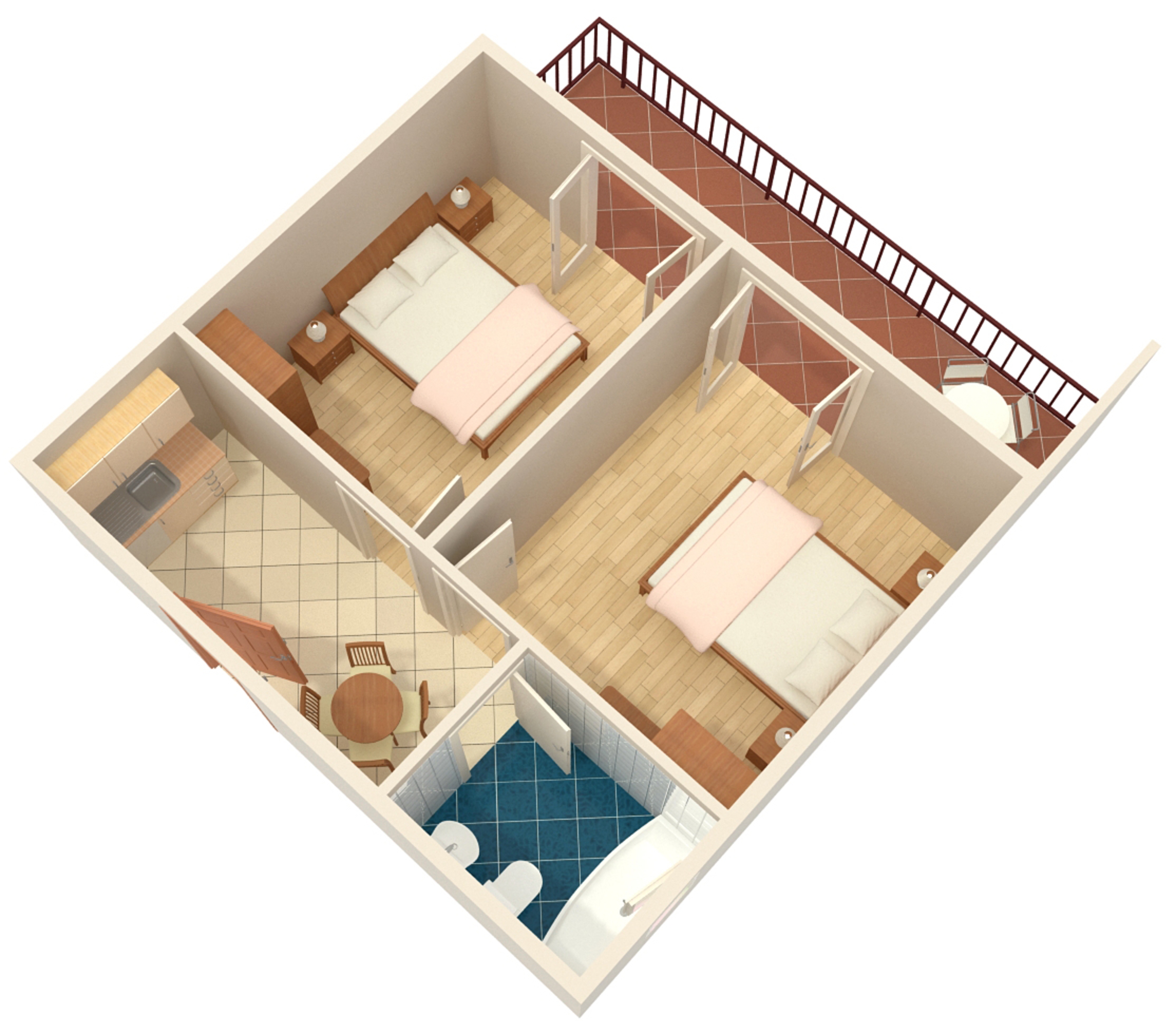 Two bedroom apartment with balcony and sea view Brela, Makarska  A-a