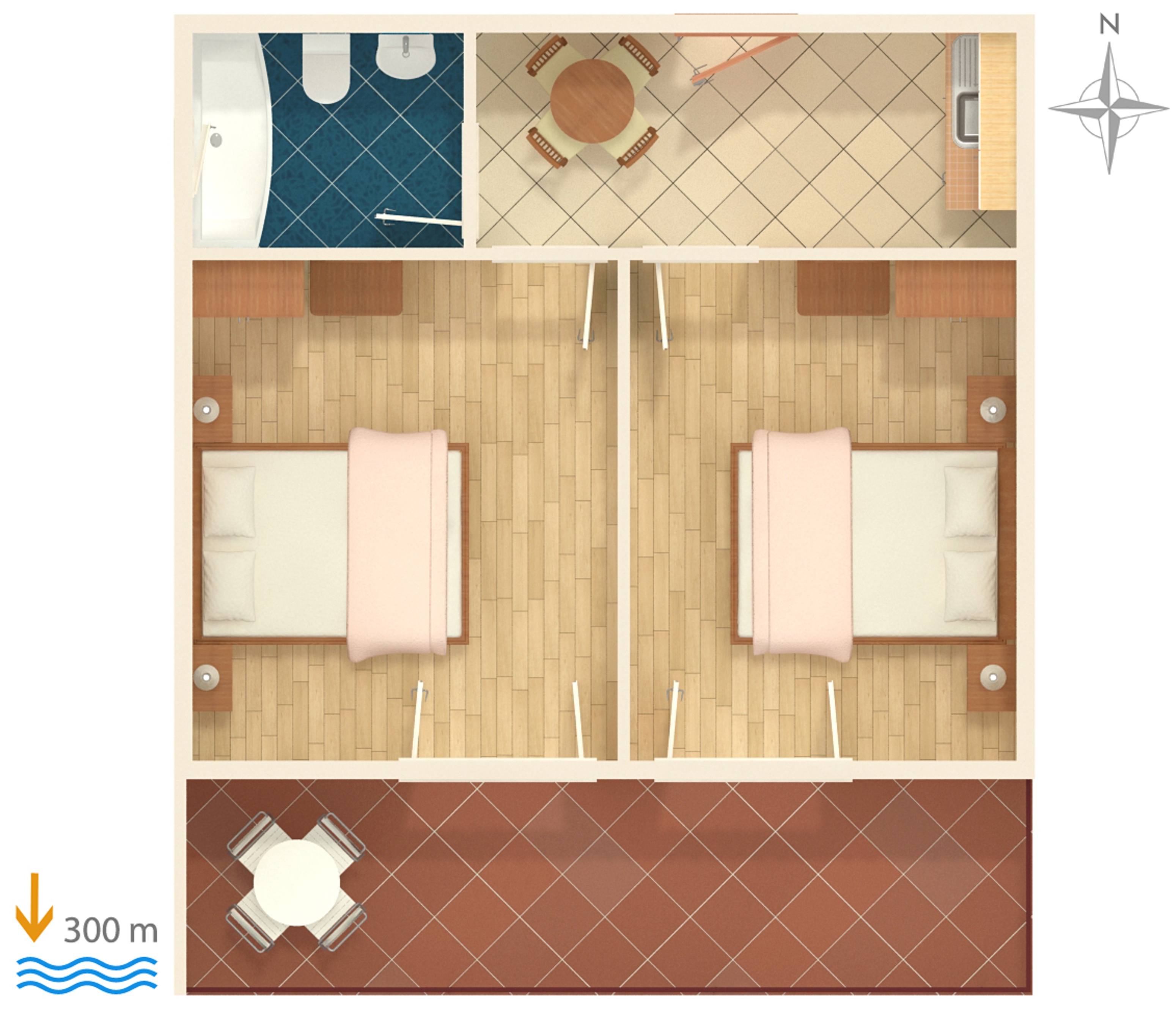 Two bedroom apartment with balcony and sea view Brela, Makarska  A-a